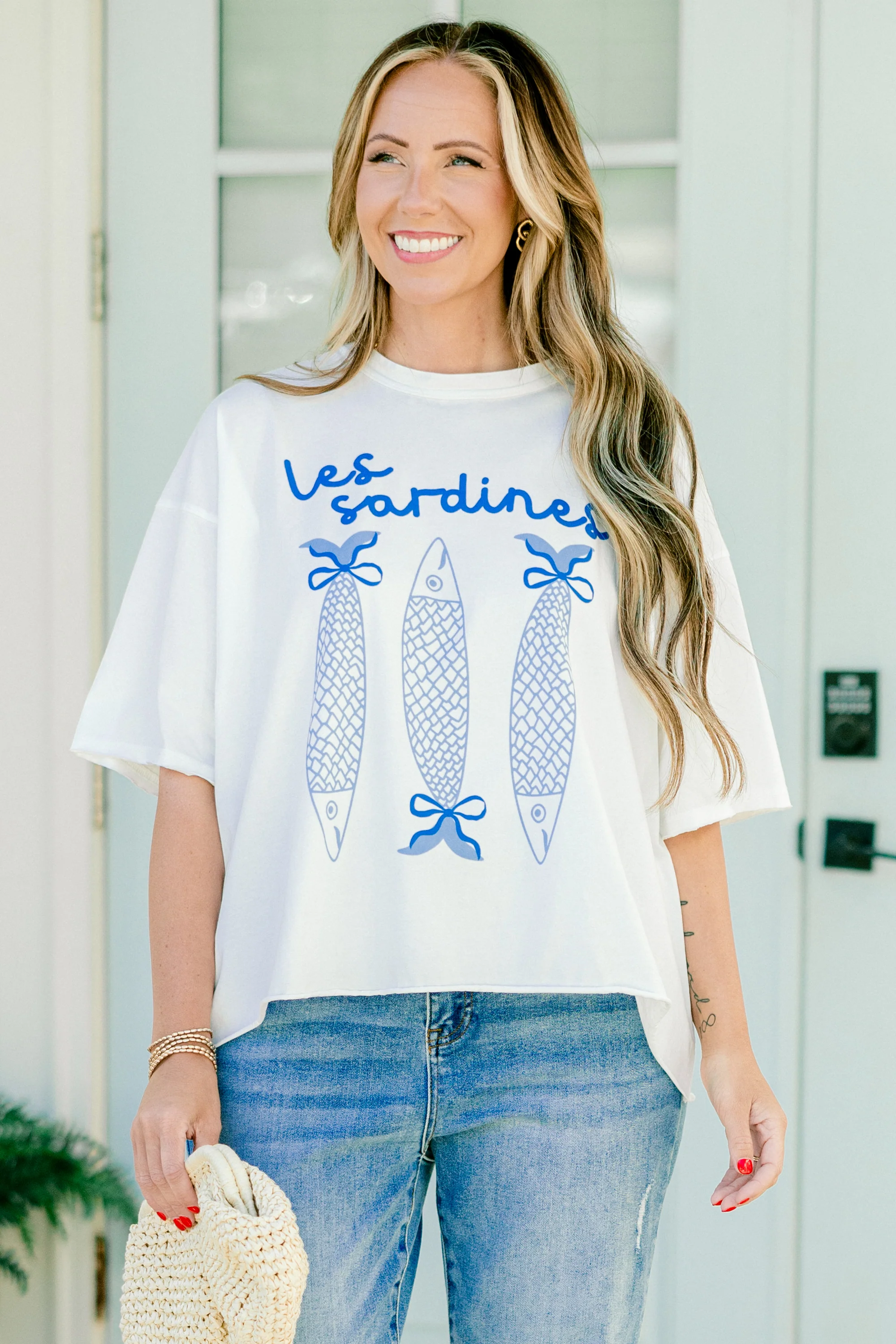 Les Sardines Vintage Wash Tee, White - Giverhouse