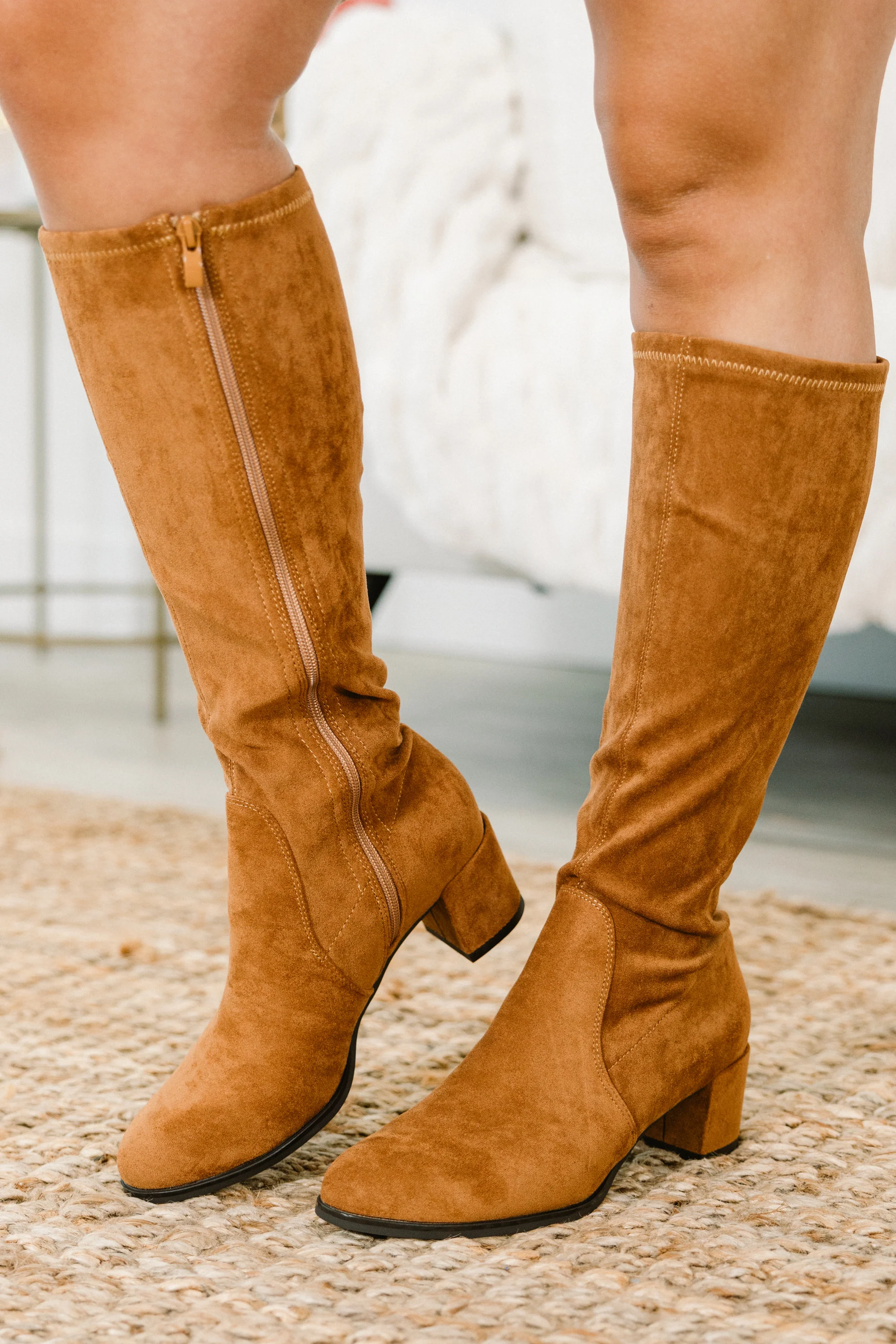 Run, Run, Runaway Wide Calf Boots, Camel - Giverhouse