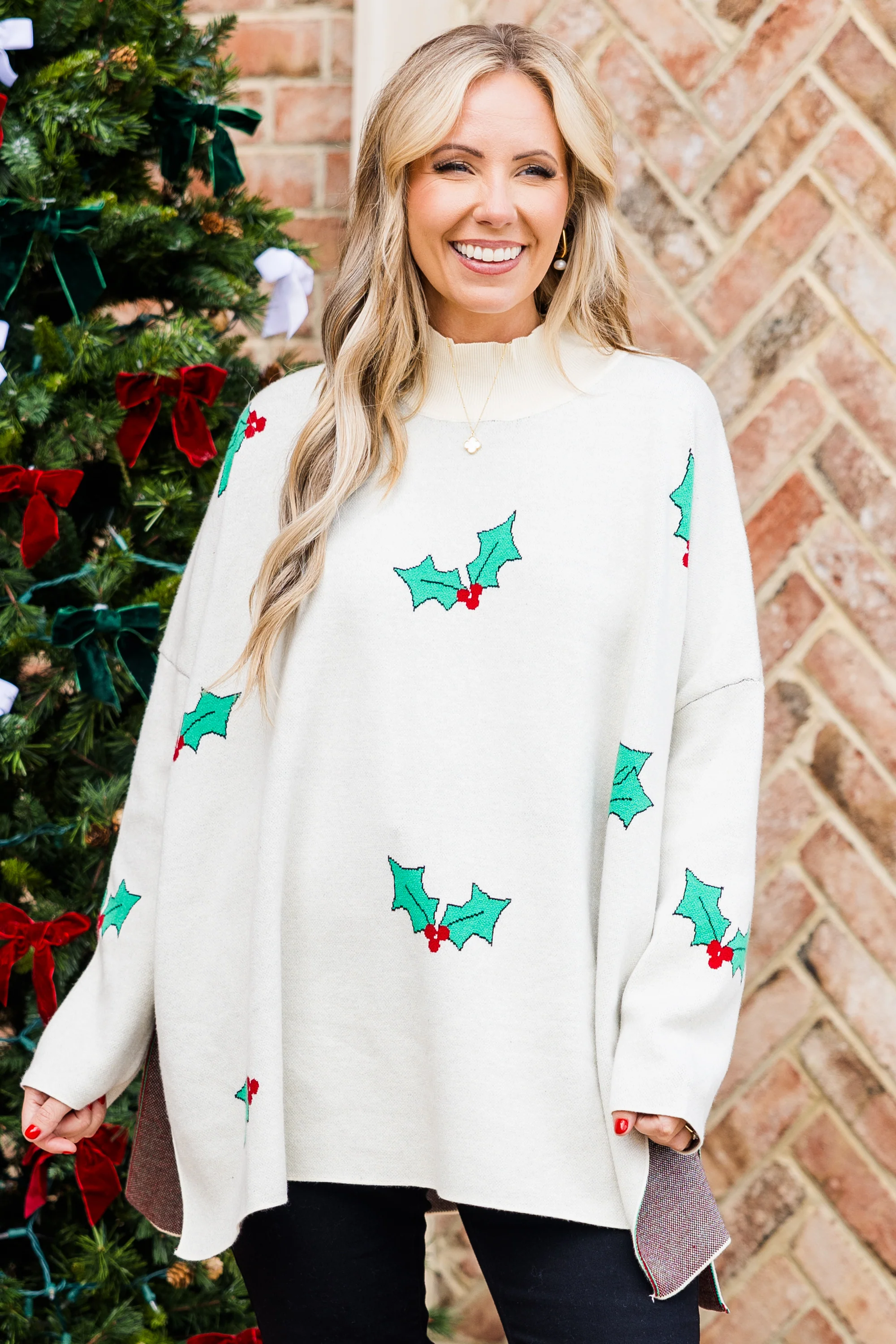 Everything And More Sweater, Cream Holly - Giverhouse