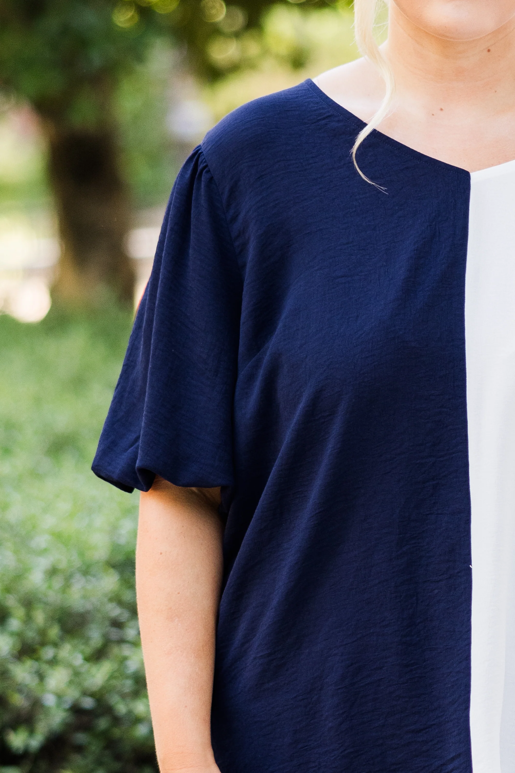 Sideline Sweetheart Top, Navy-White - Giverhouse