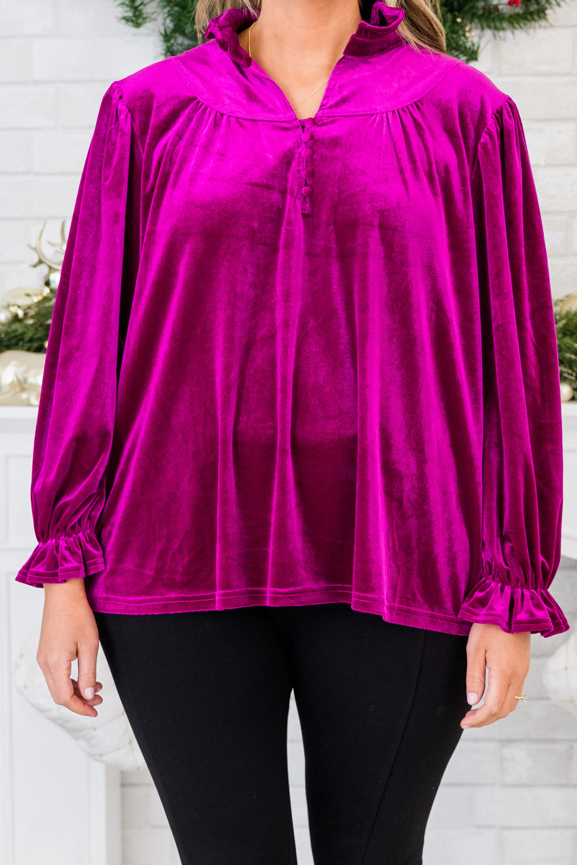 Shine Bright Beautiful Blouse, Magenta - Giverhouse