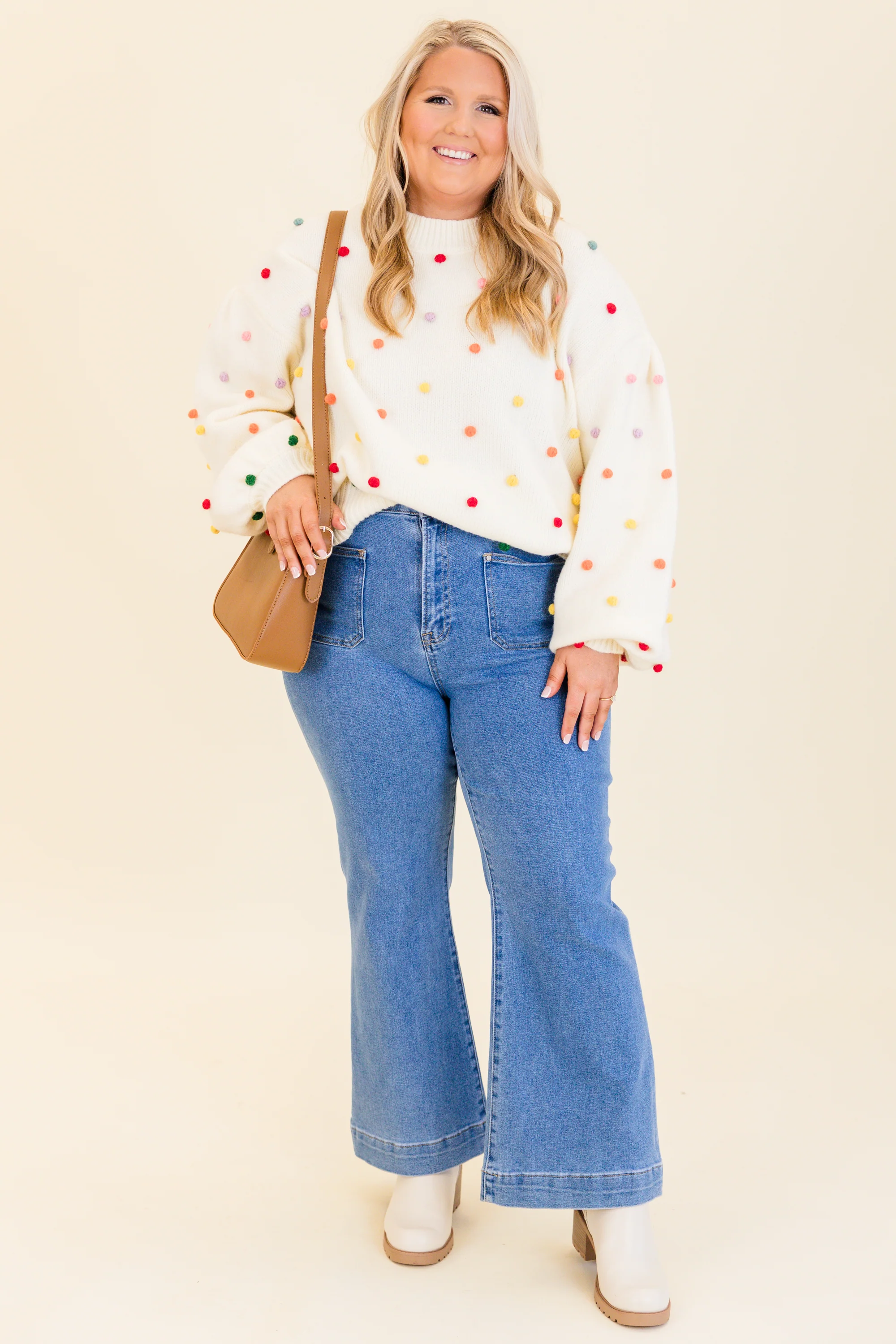 Spotted Charm Sweater, Cream - Giverhouse