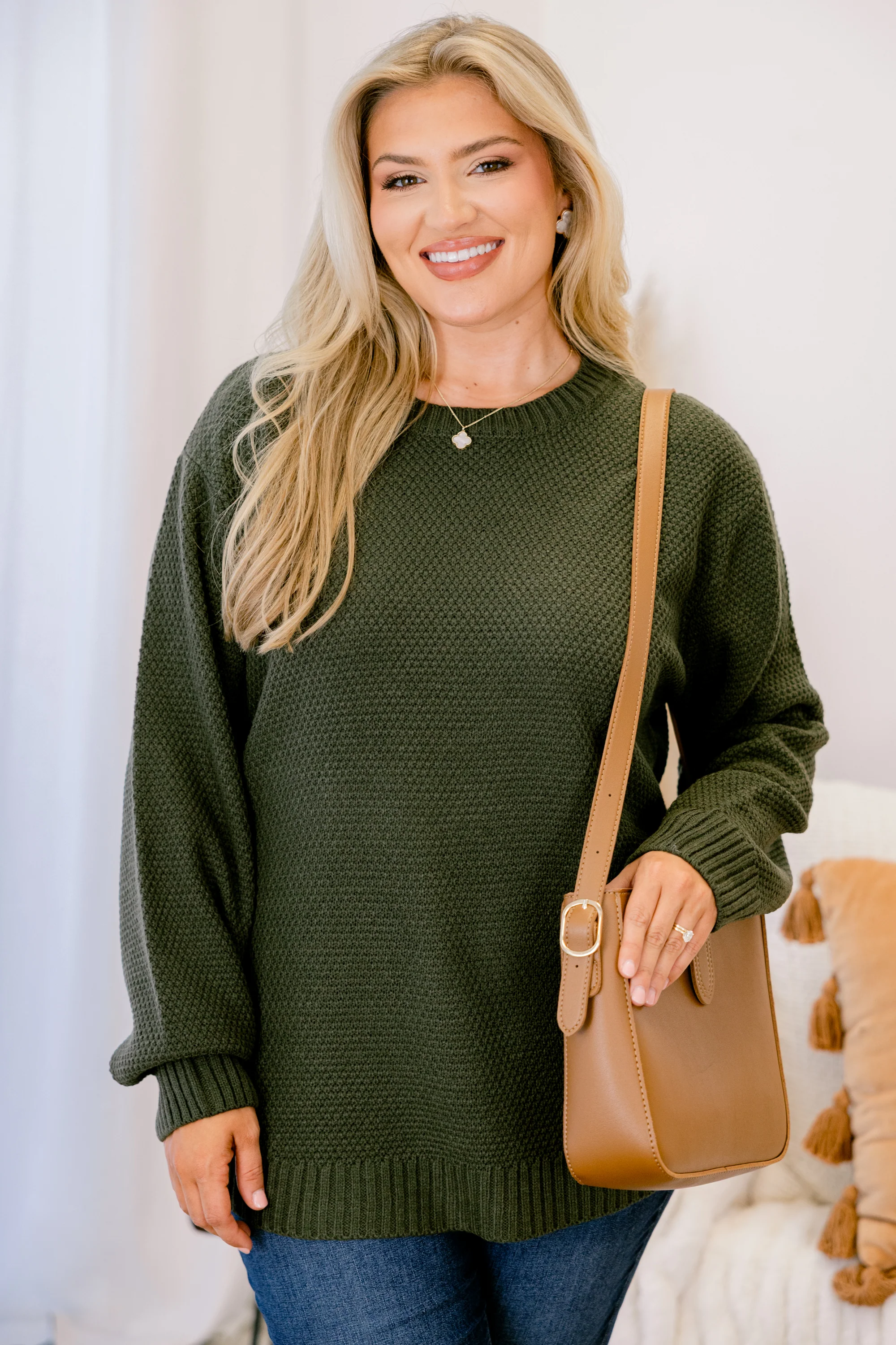 Fully Committed Sweater, Dark Olive - Giverhouse