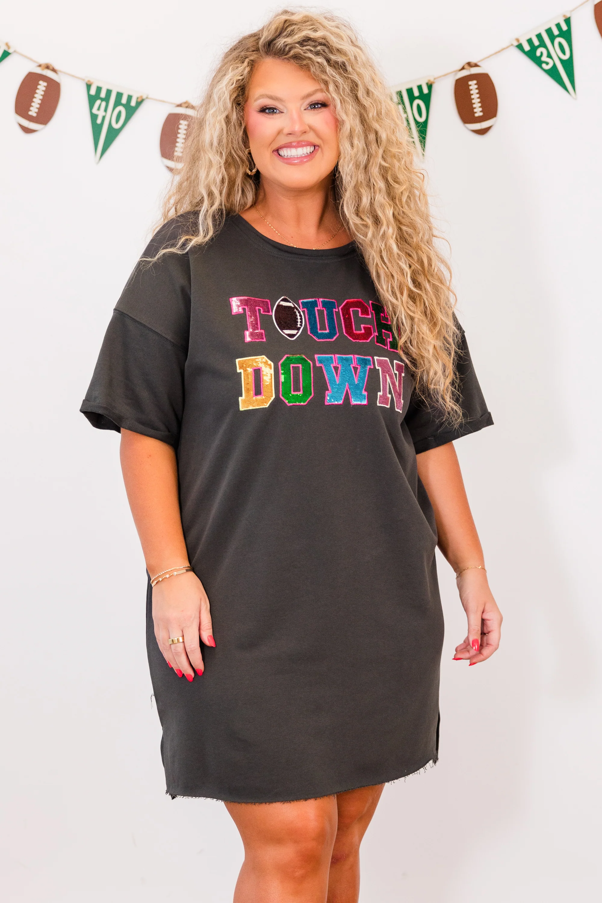 Touchdown Cheers Dress, Charcoal - Giverhouse