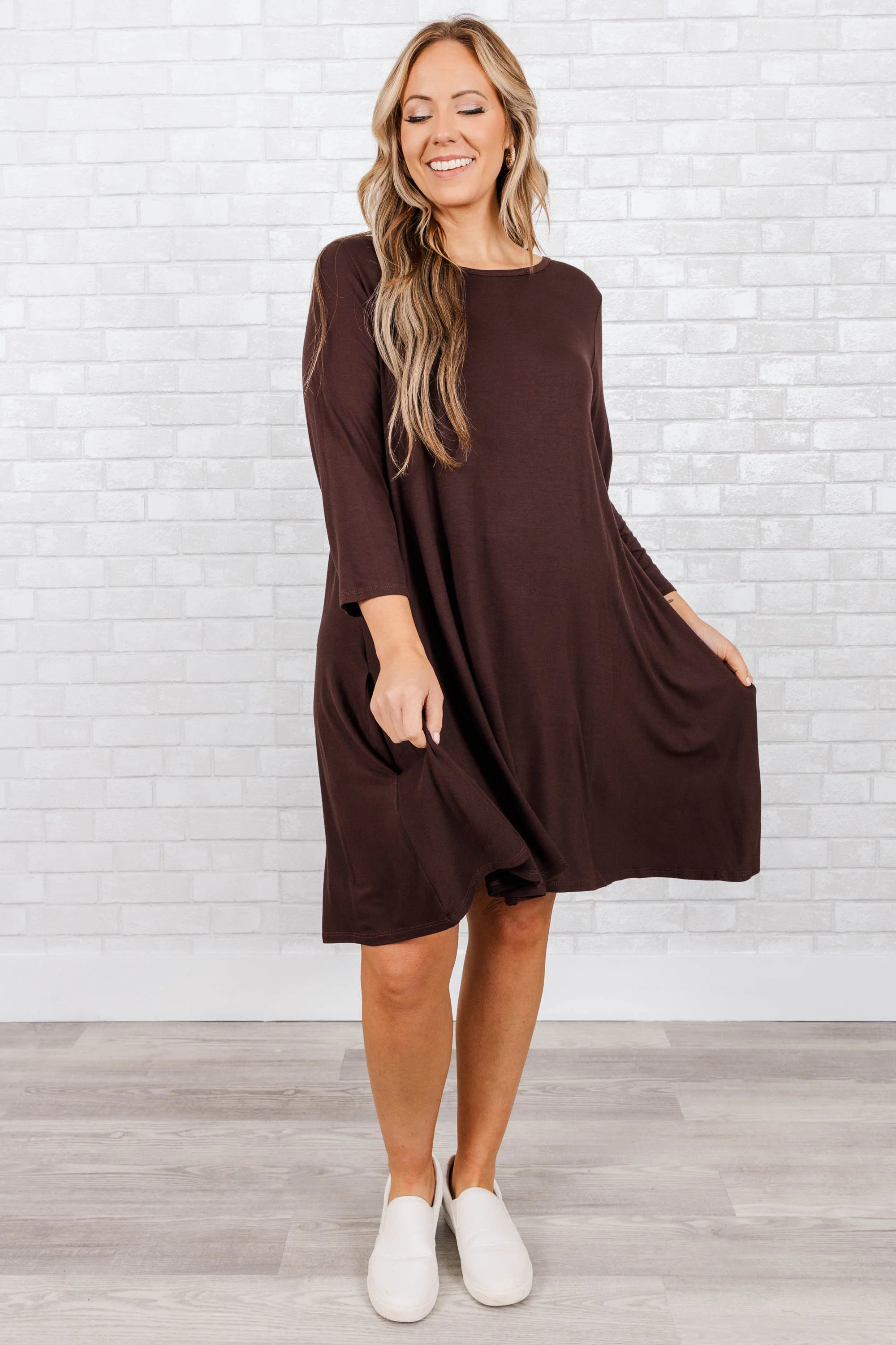 Tell The Talk Dress, Brown - Giverhouse