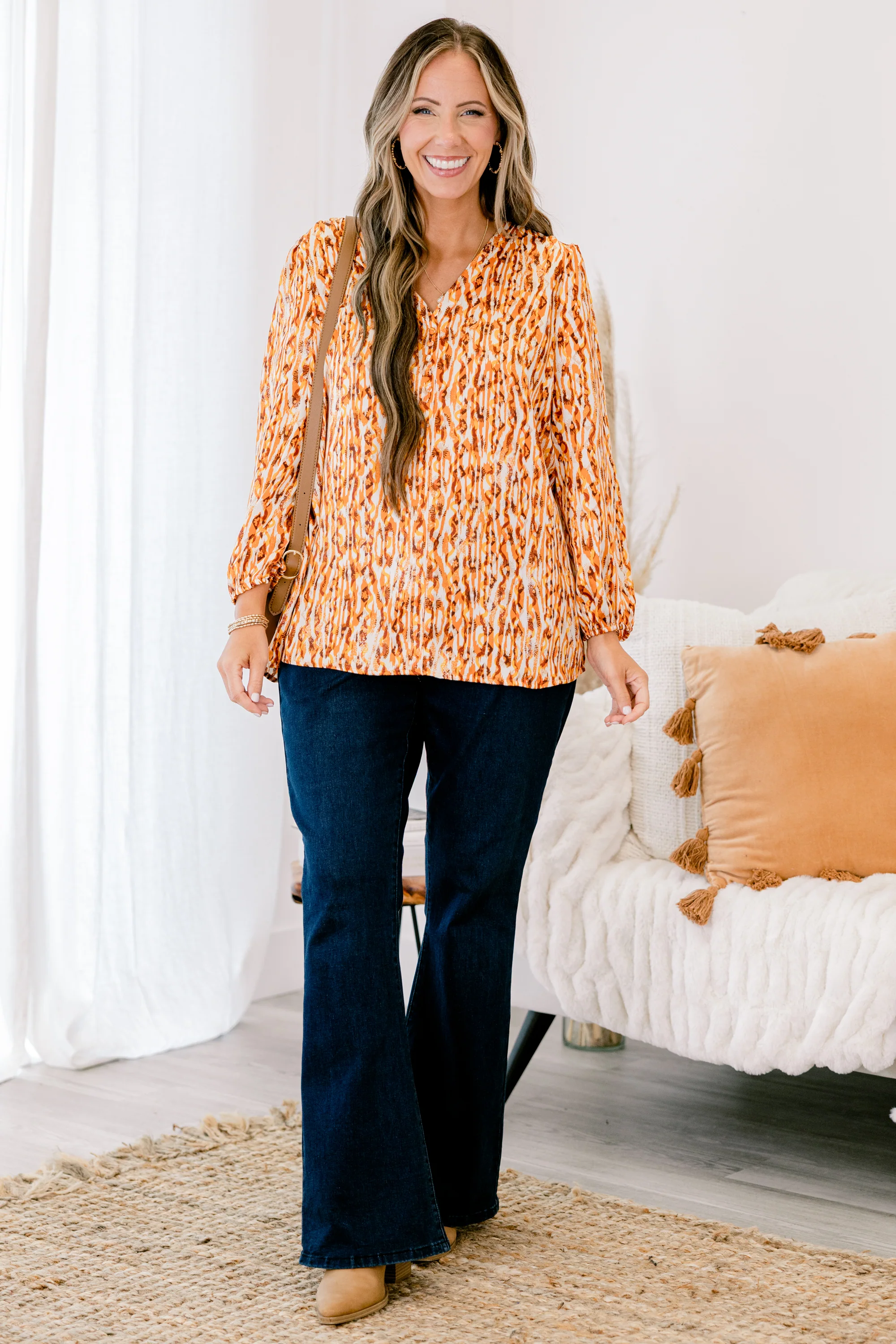 Timeless Flow Top, Mustard Multi - Giverhouse
