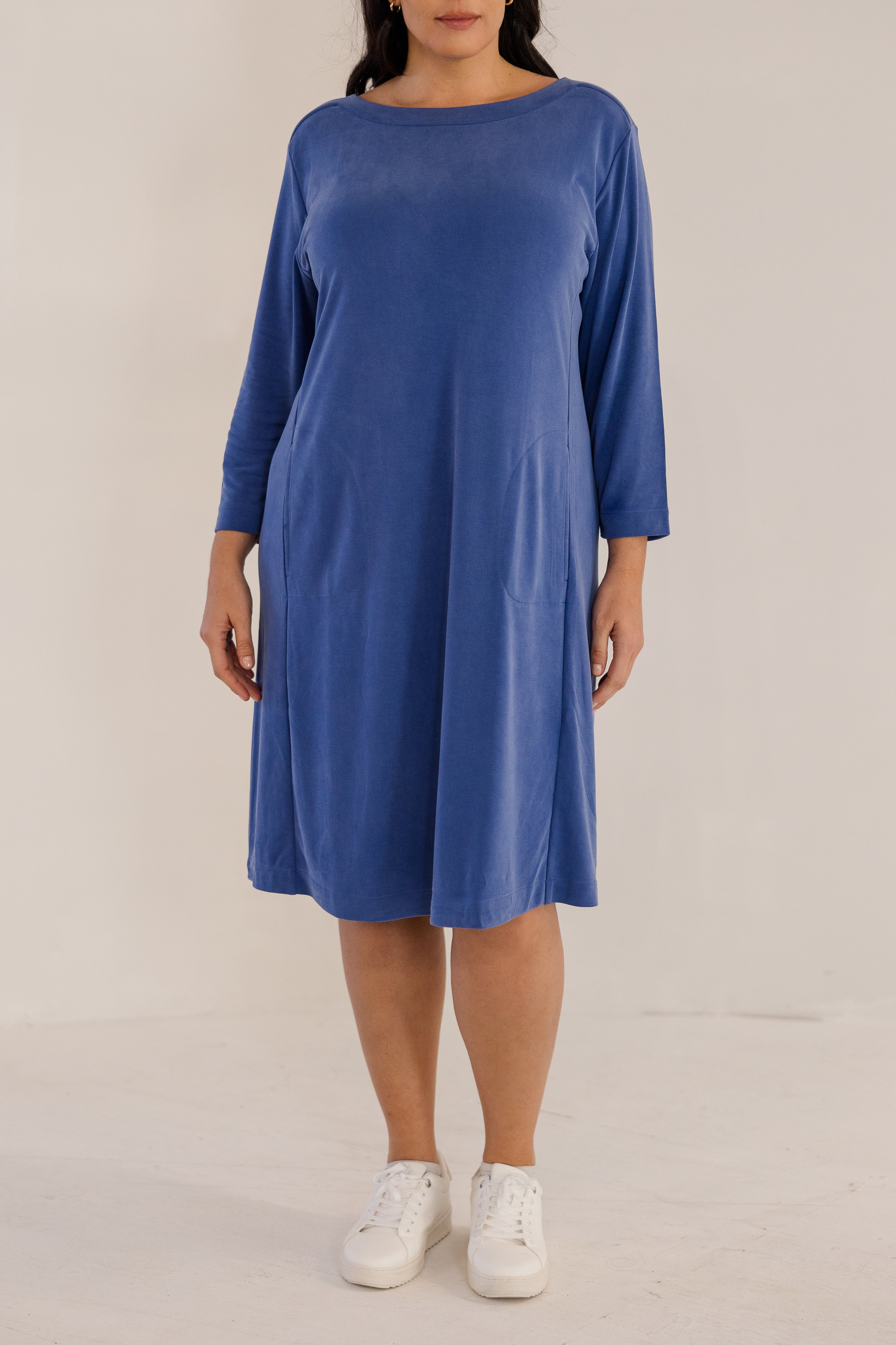 Audrey Boatneck Dress, Ombre Blue - Giverhouse