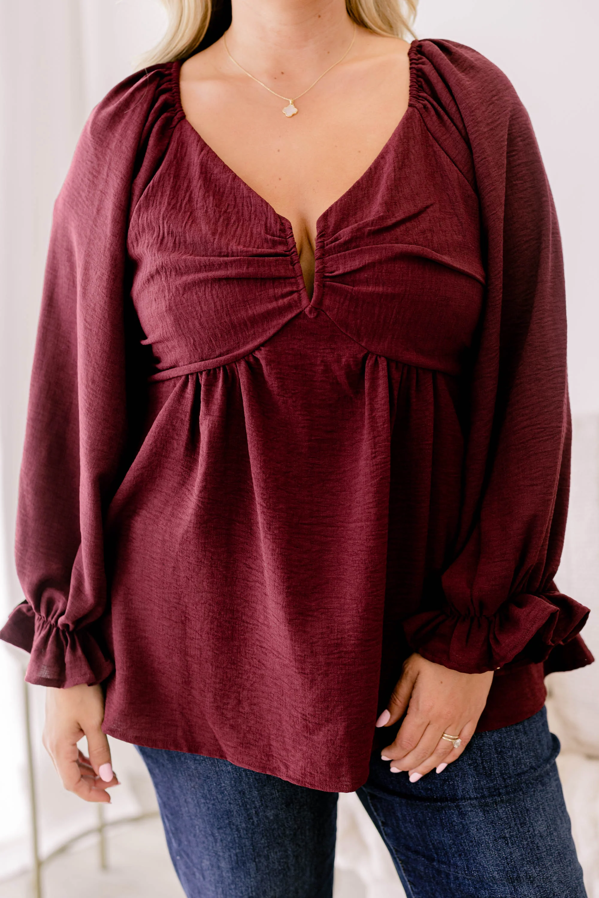 Peaceful Day Top, Maroon - Giverhouse