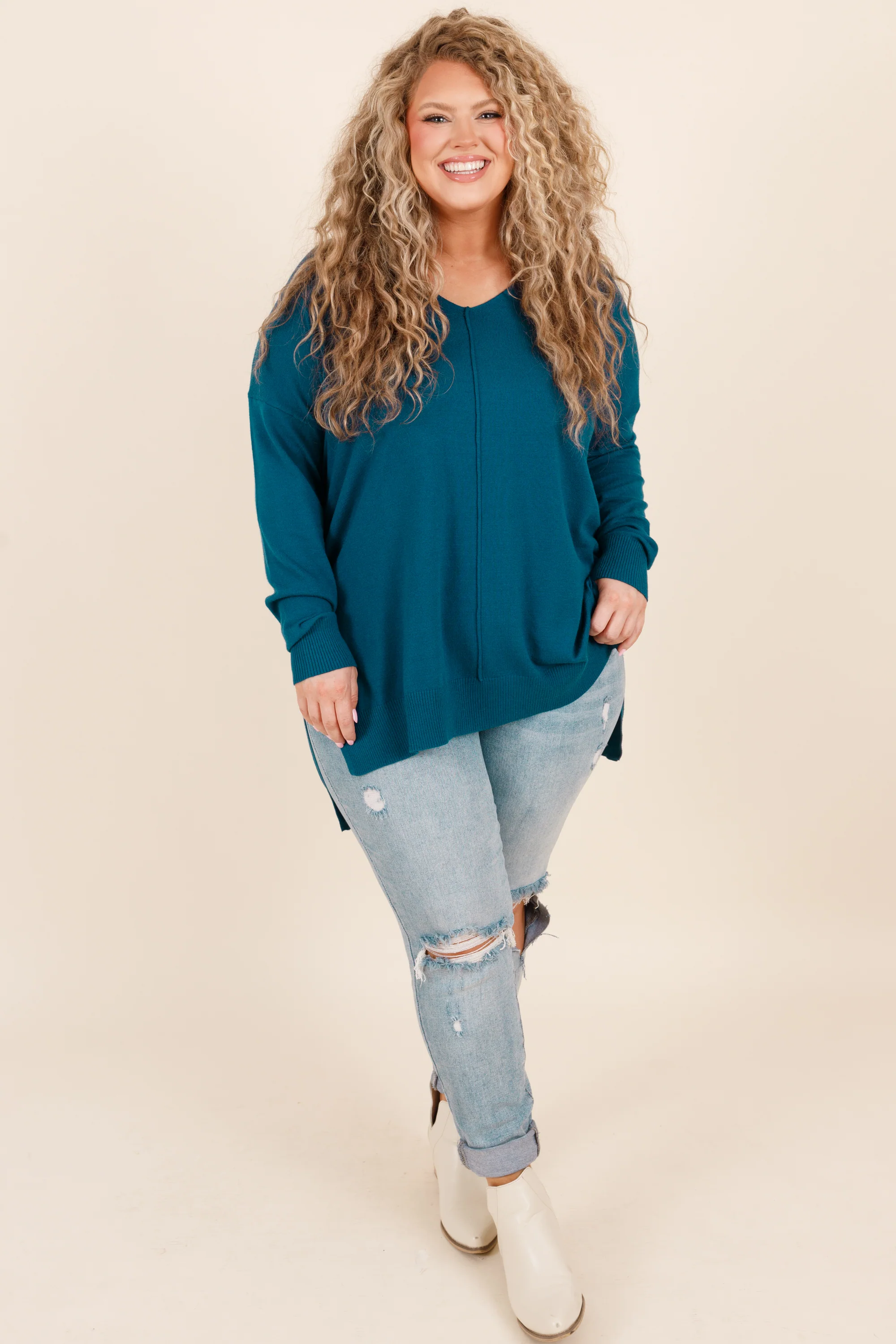 Miss Who I Was Sweater, Teal - Giverhouse