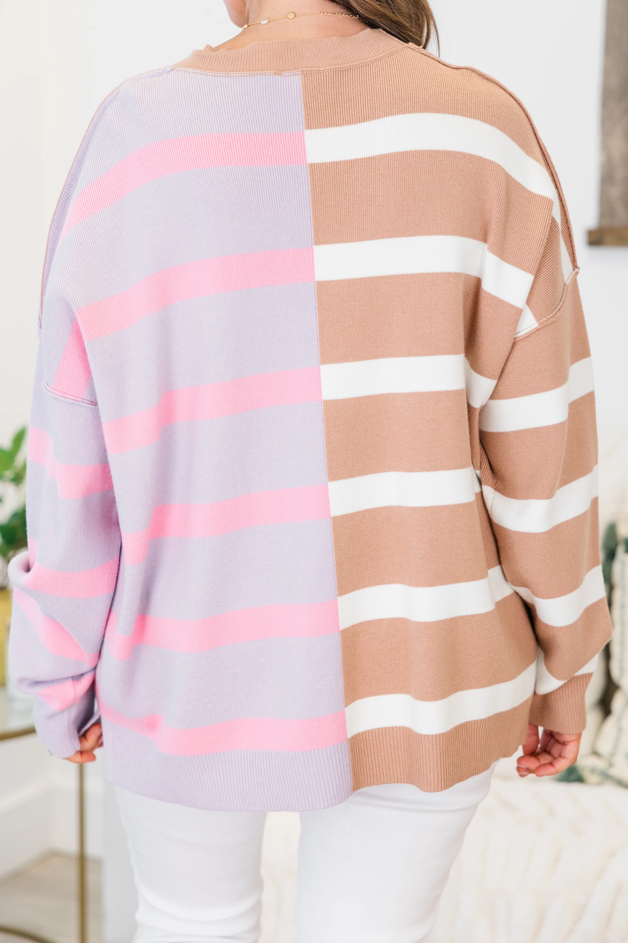 Bold Stripes Sweater, Brown-Grey - Giverhouse