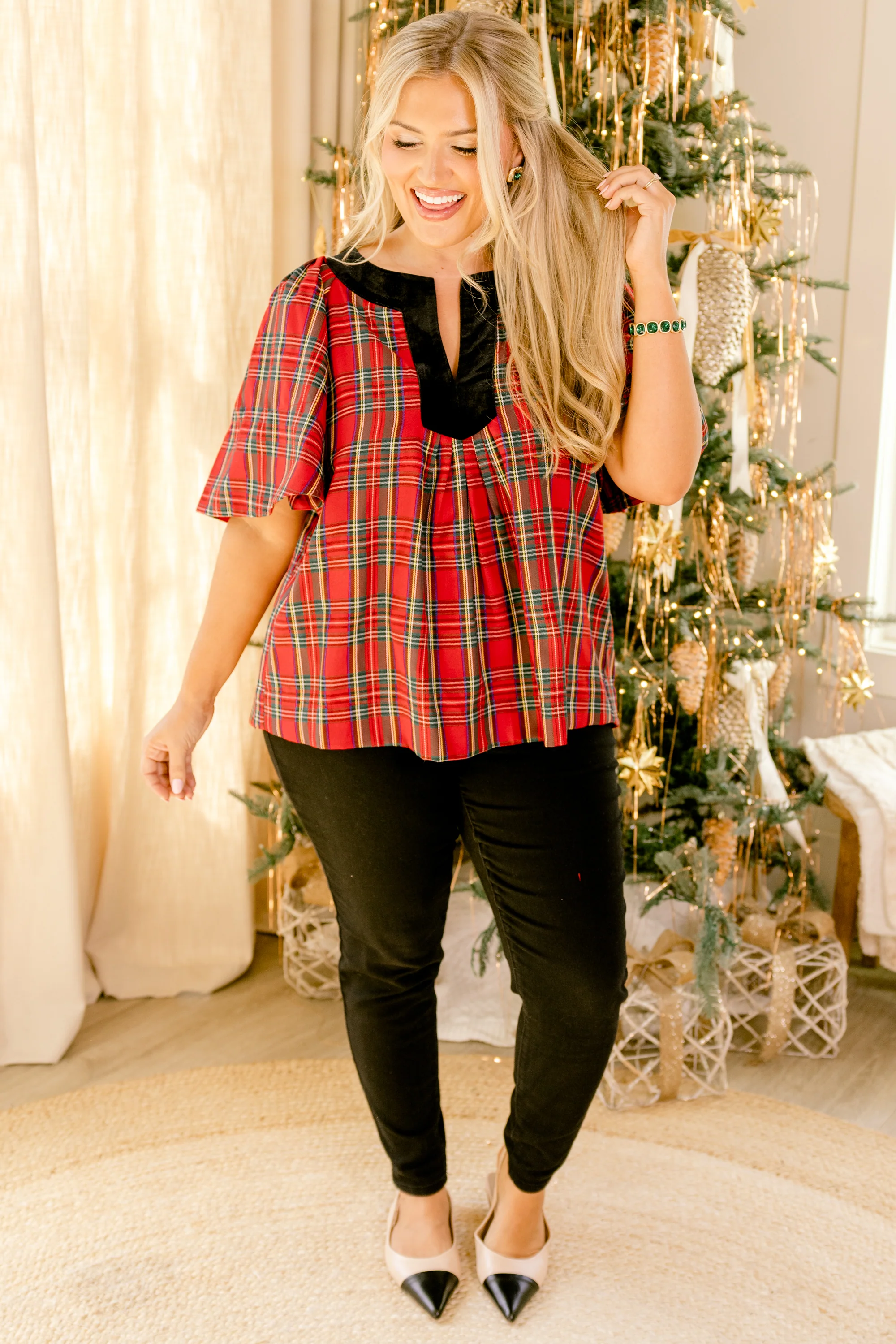 Nautical Breeze Top, Red Plaid - Giverhouse
