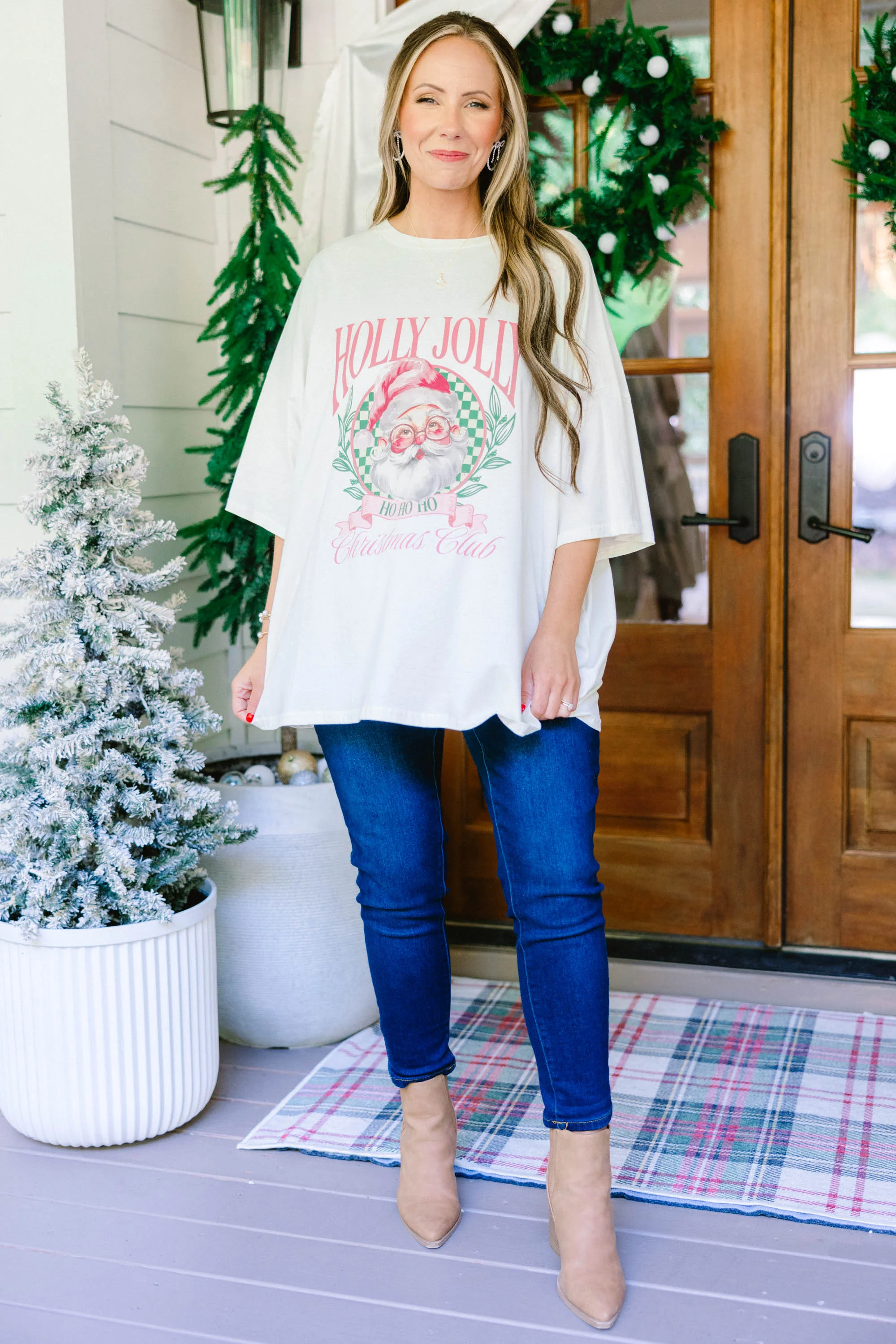 Christmas Club Boyfriend Tee, Ivory - Giverhouse