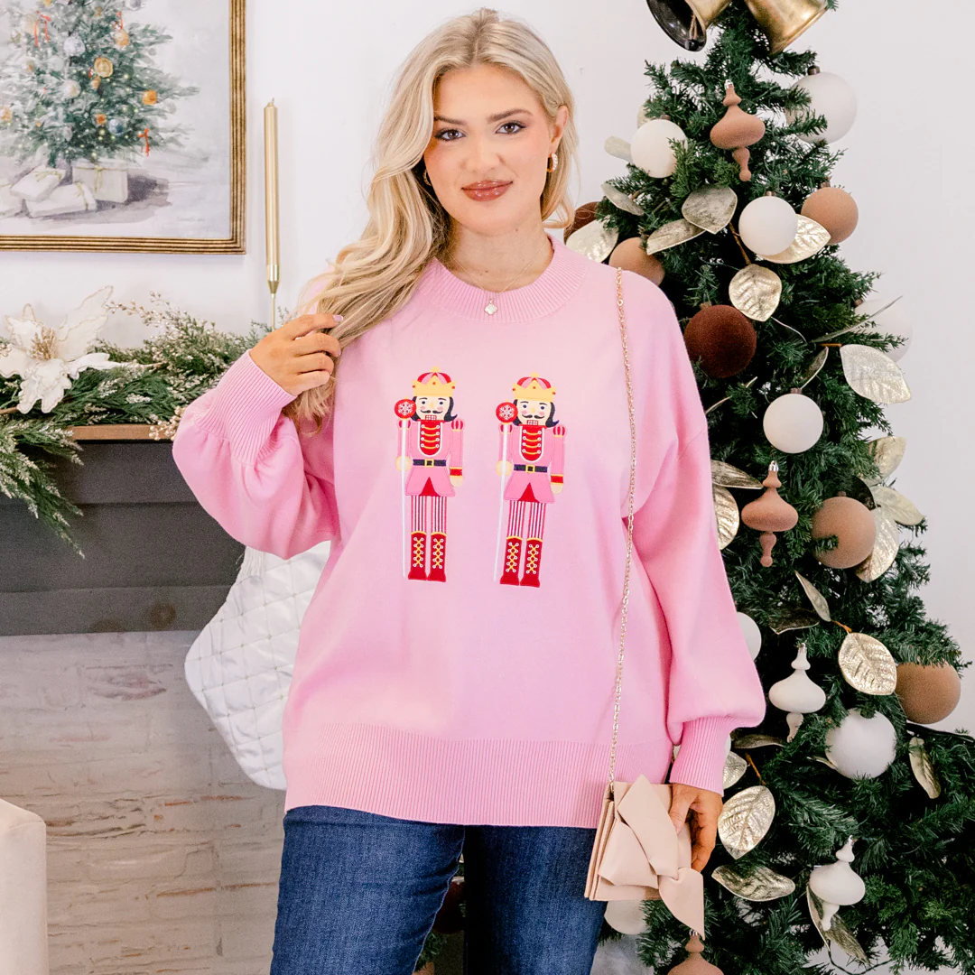 Rewrite The Story Sweater, Pink Nutcracker - Giverhouse