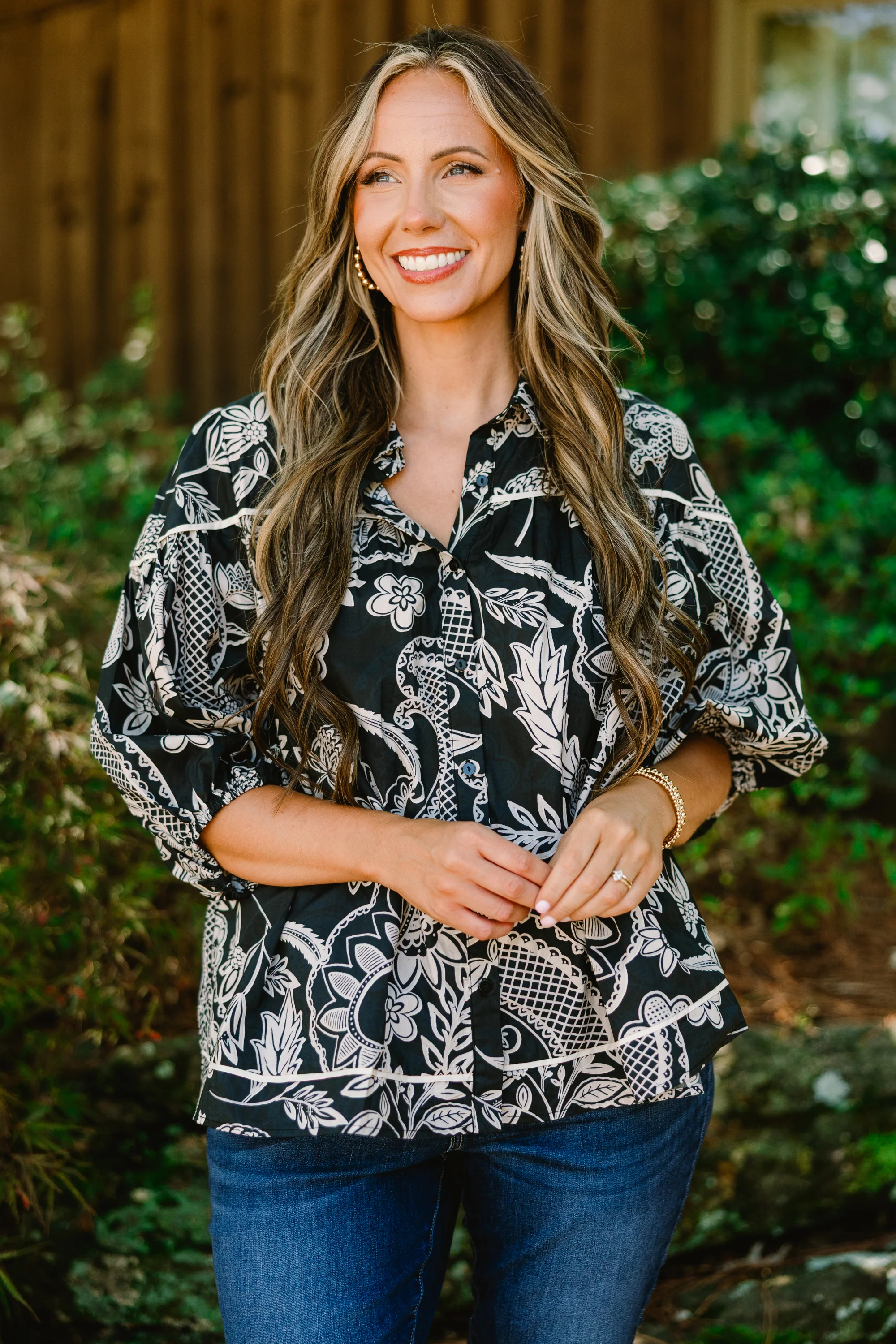 Love Is All Around Blouse, Black Paisley - Giverhouse