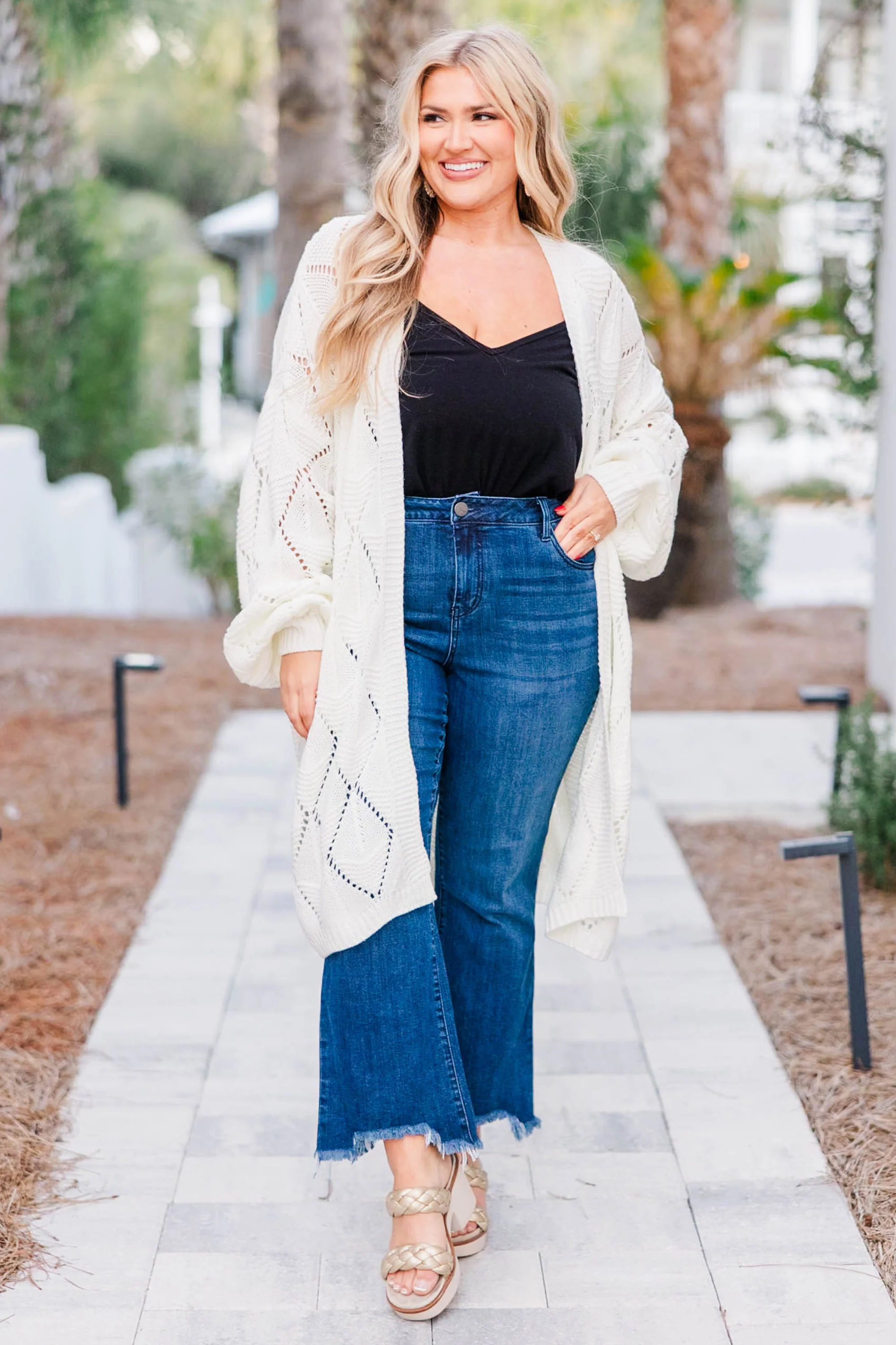 Eat, Drink, And Be Cozy Cardigan, White - Giverhouse