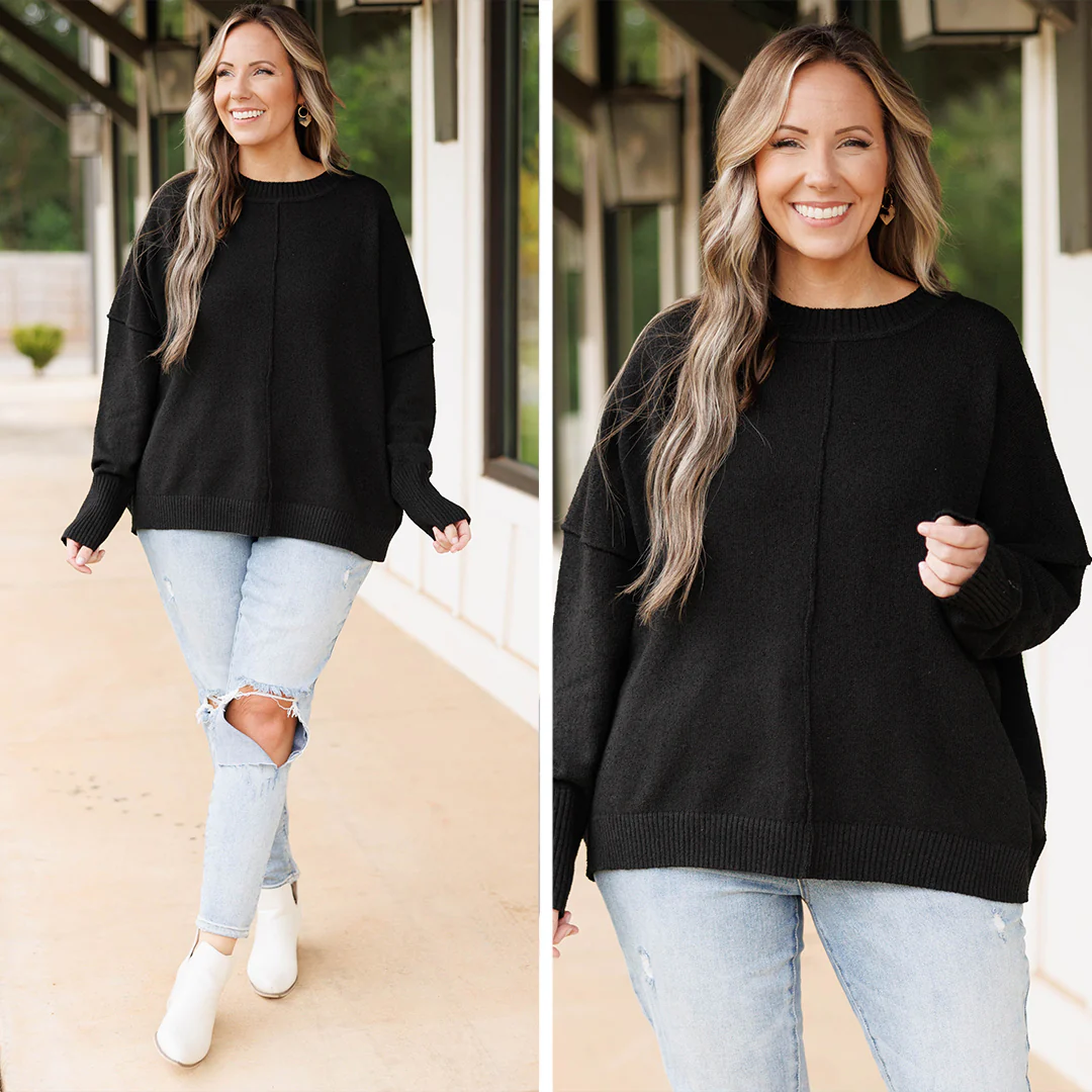 Hard To Move On Sweater, Black - Giverhouse