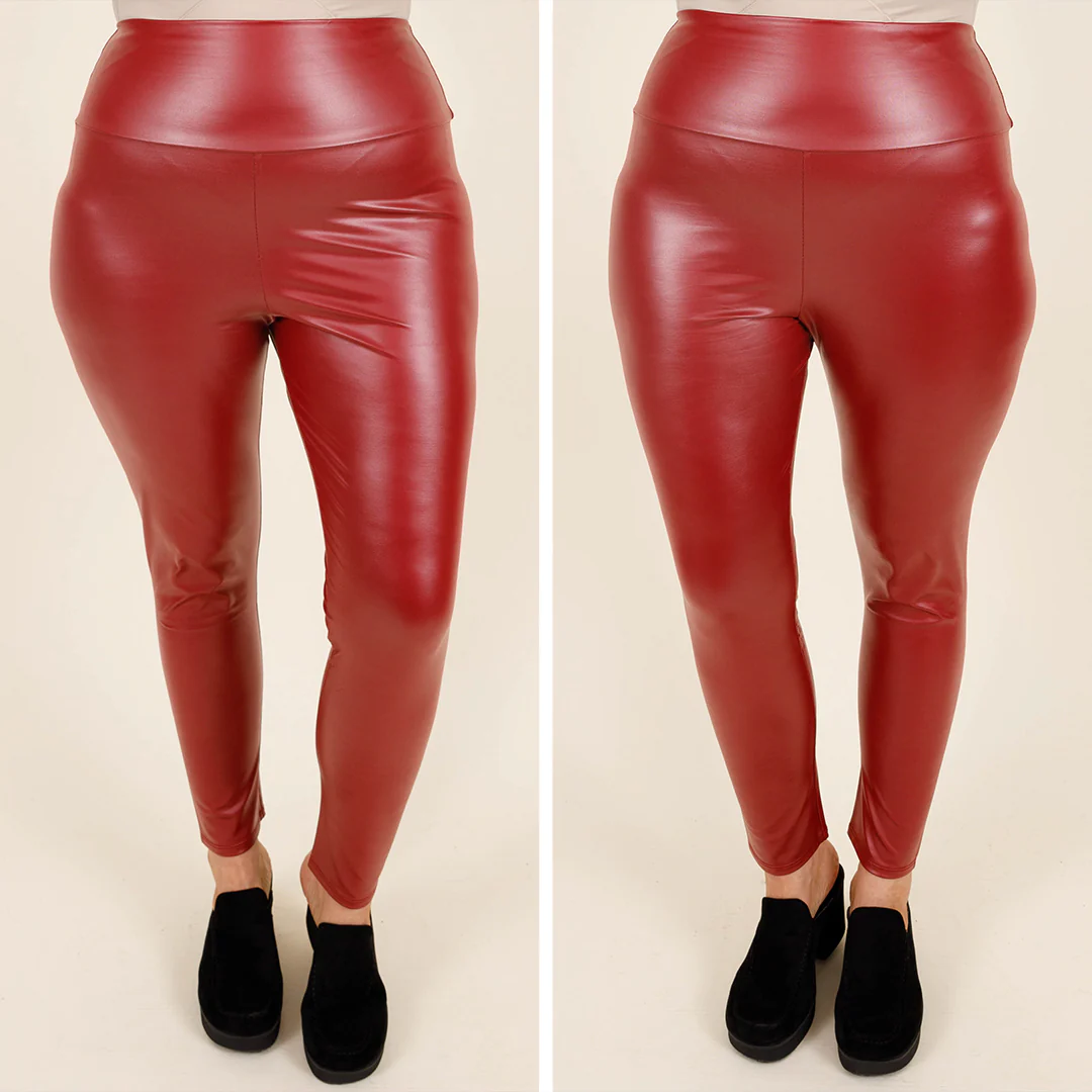 Wanna Dance All Night Leggings, Burgundy - Giverhouse