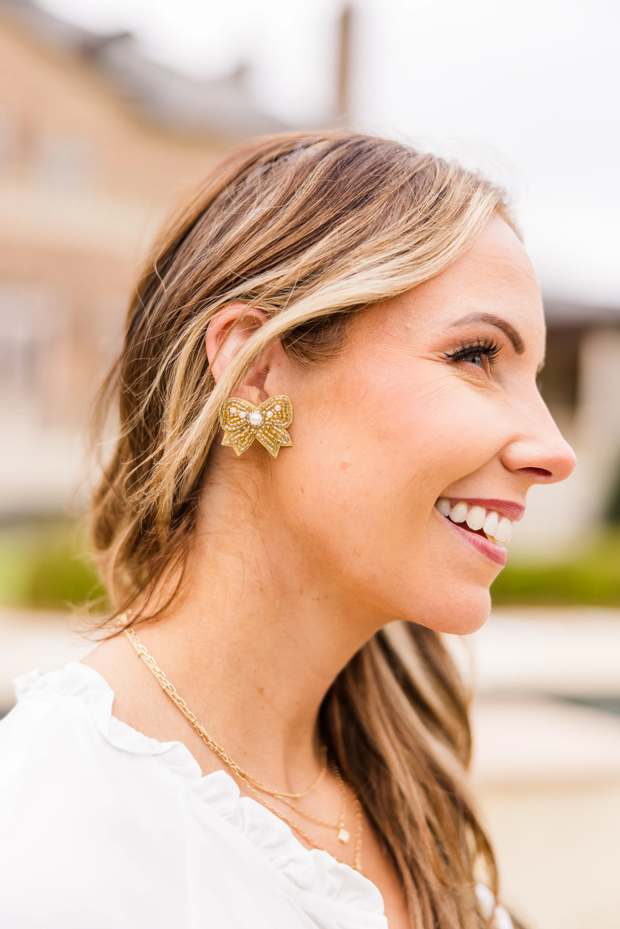 Bowdacious Pearl Earrings, Gold - Giverhouse