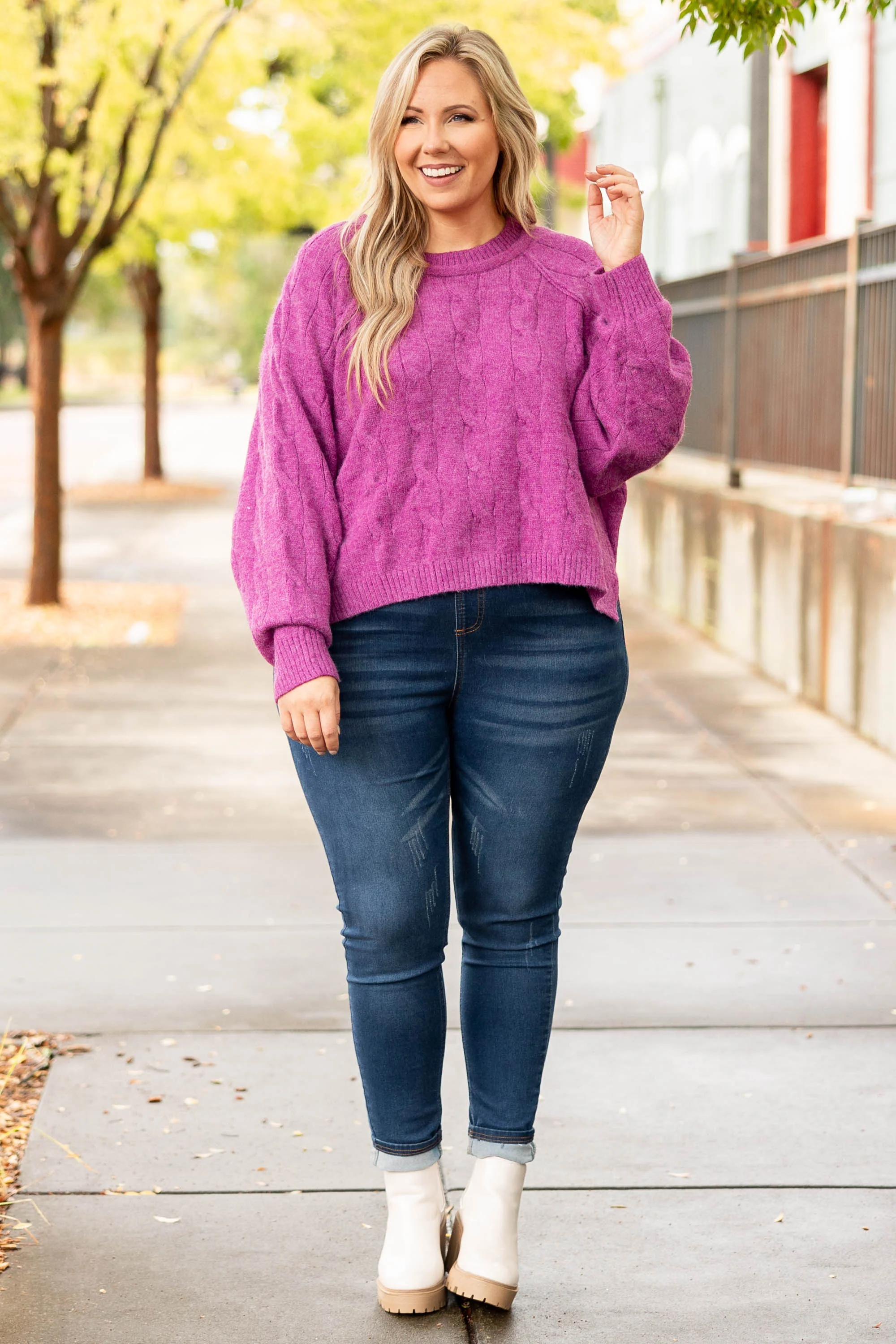 A Loving Heart Sweater, Magenta - Giverhouse