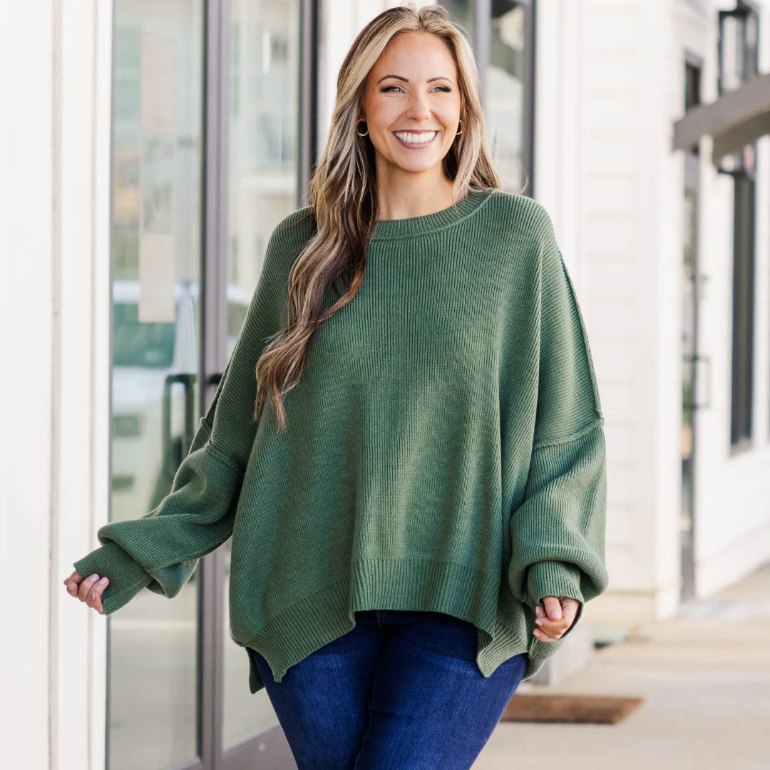 Magically Perfect Sweater, Olive - Giverhouse