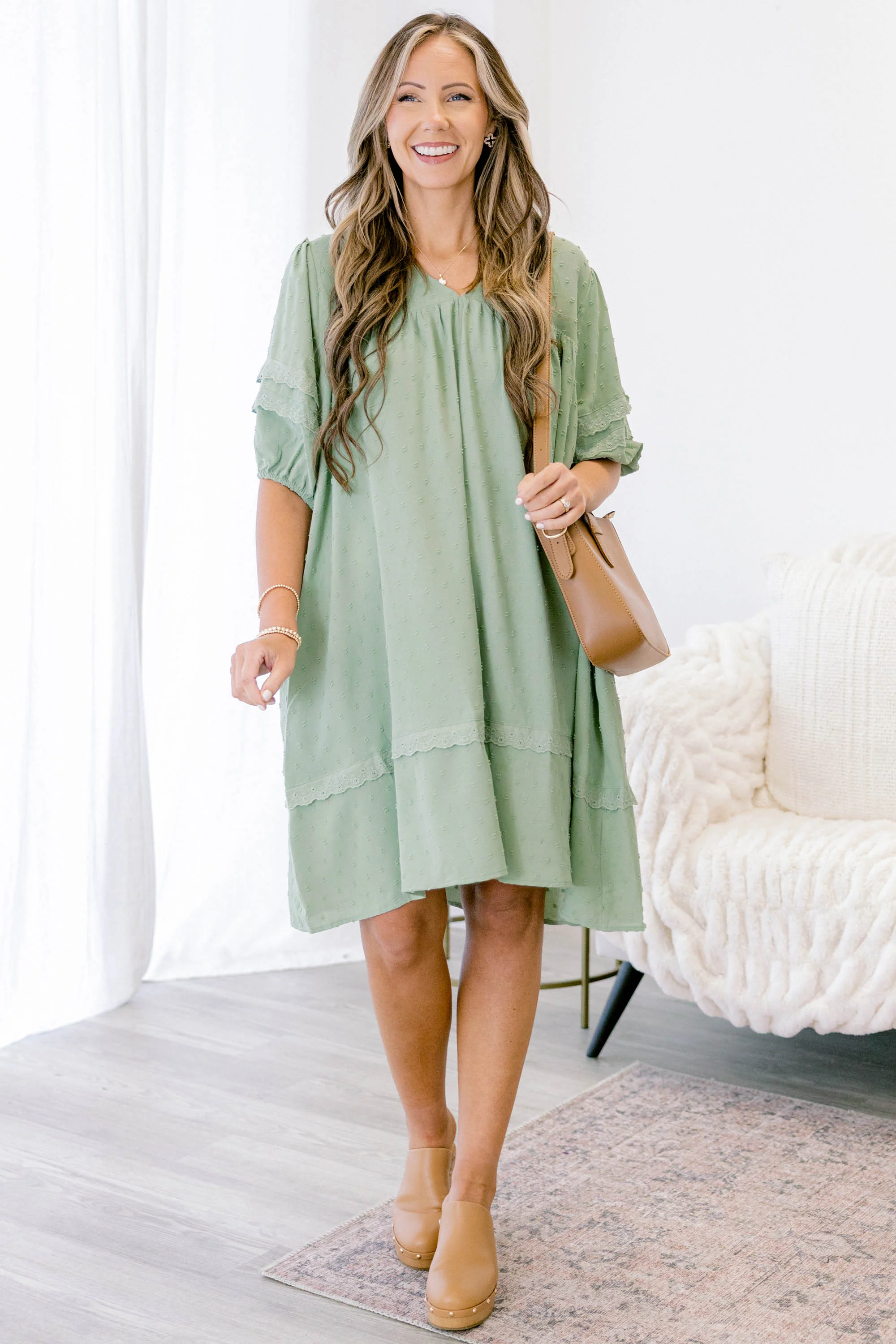 Calm Feelings Dress, Light Sage - Giverhouse