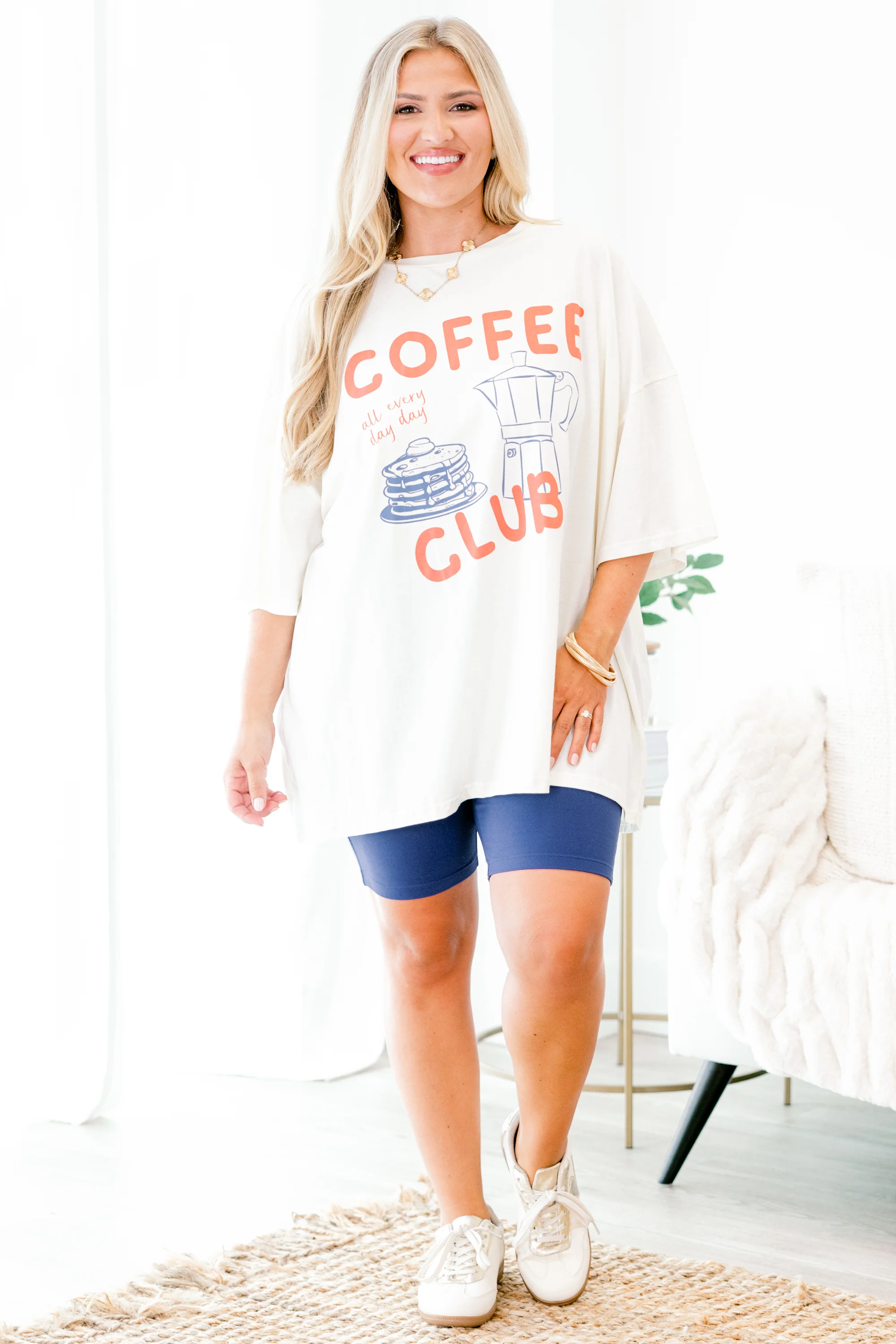 Coffee Club Boyfriend Tee, Ivory - Giverhouse