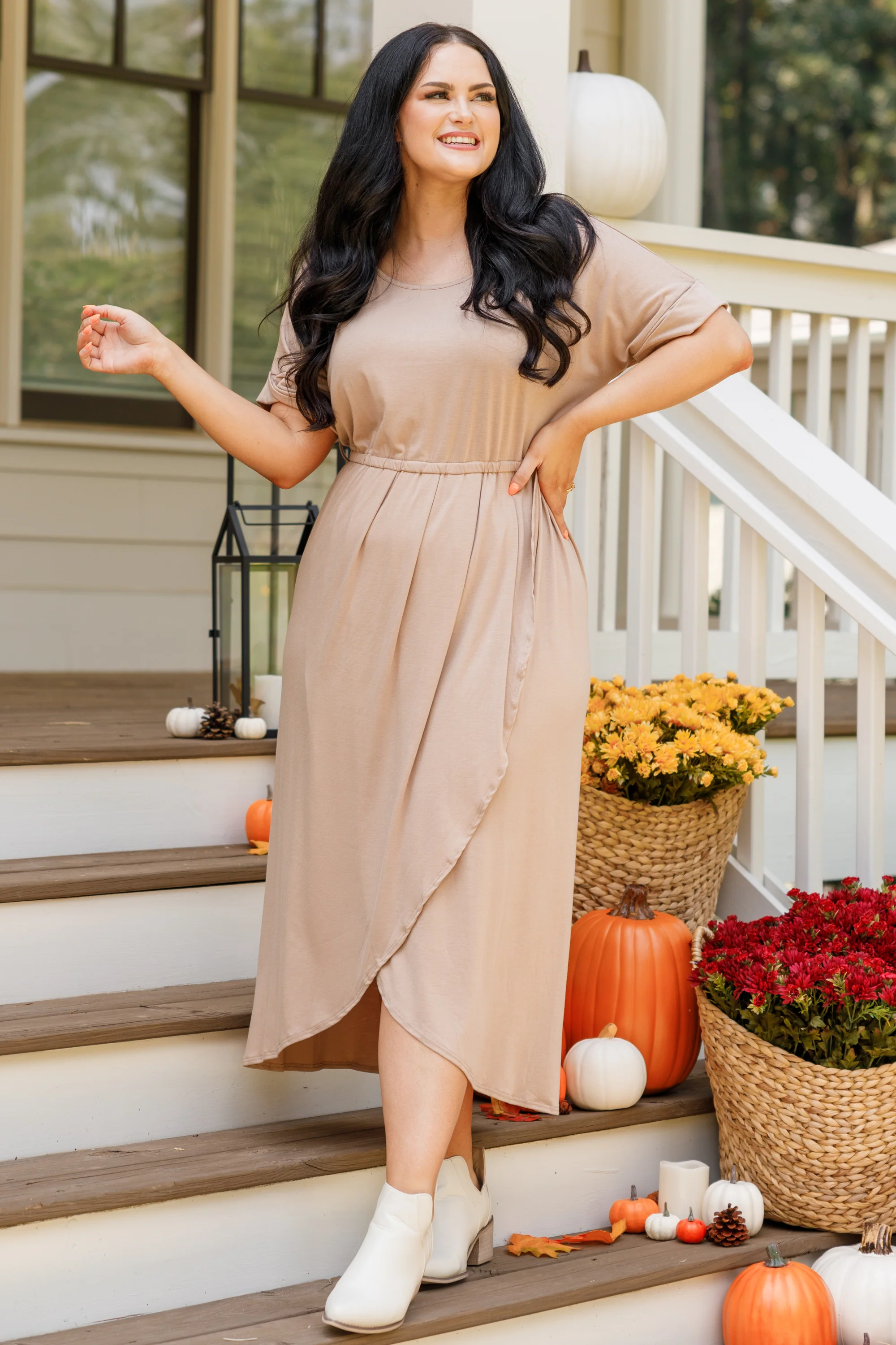 I'm Speechless Dress, Taupe - Giverhouse