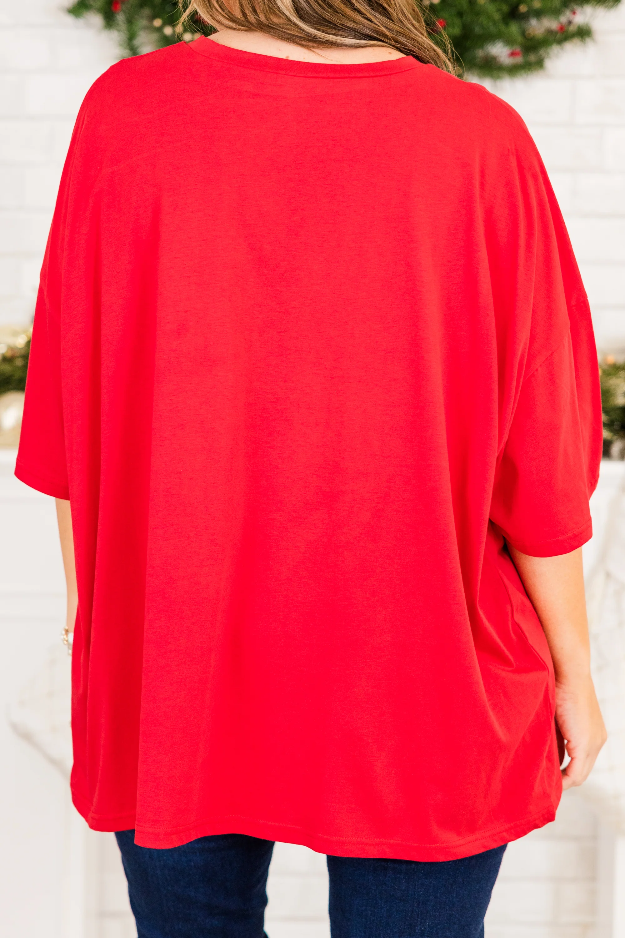 Wrapped In A Bow Boyfriend Tee, Red - Giverhouse