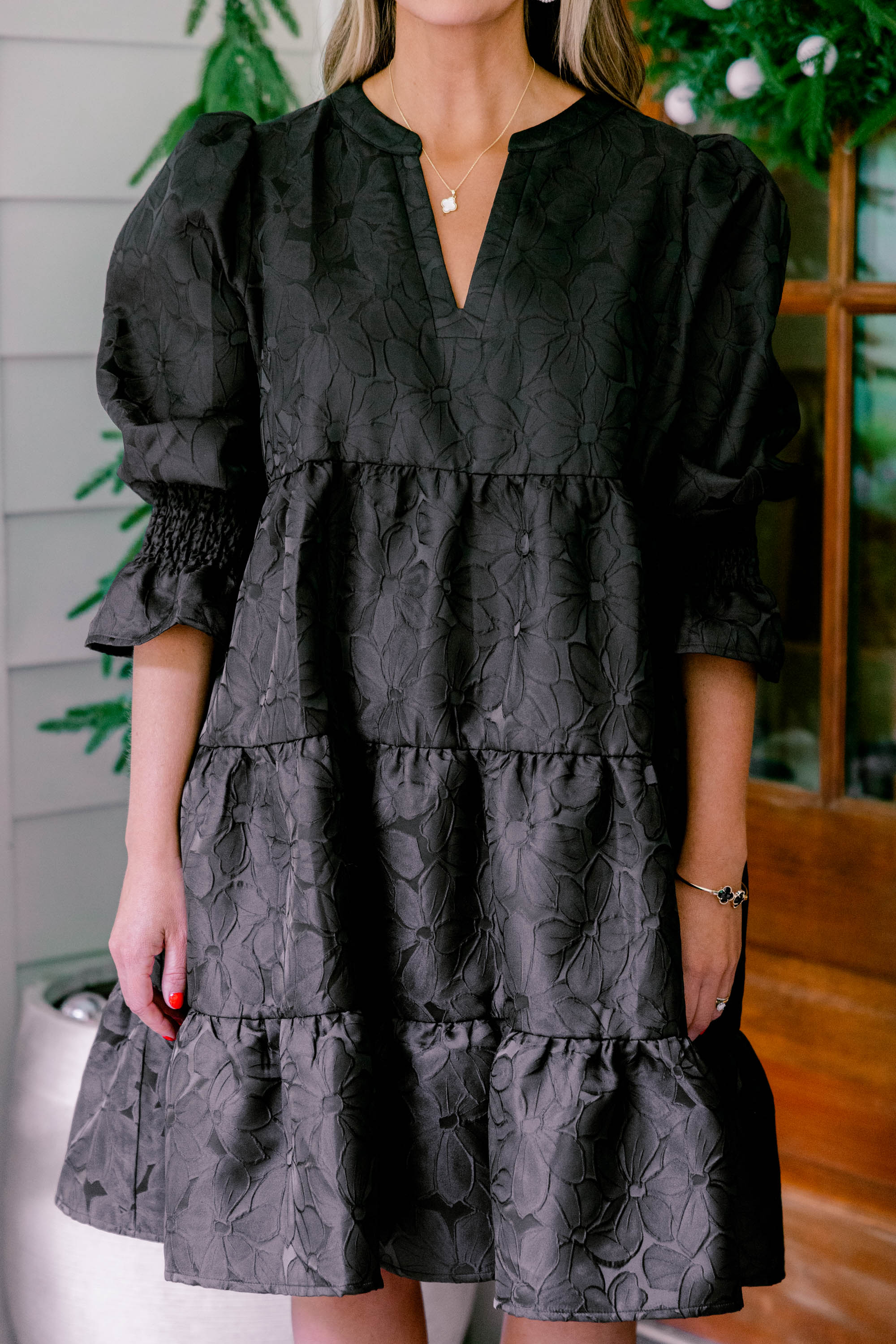 What You Know Dress, Black Damask - Giverhouse