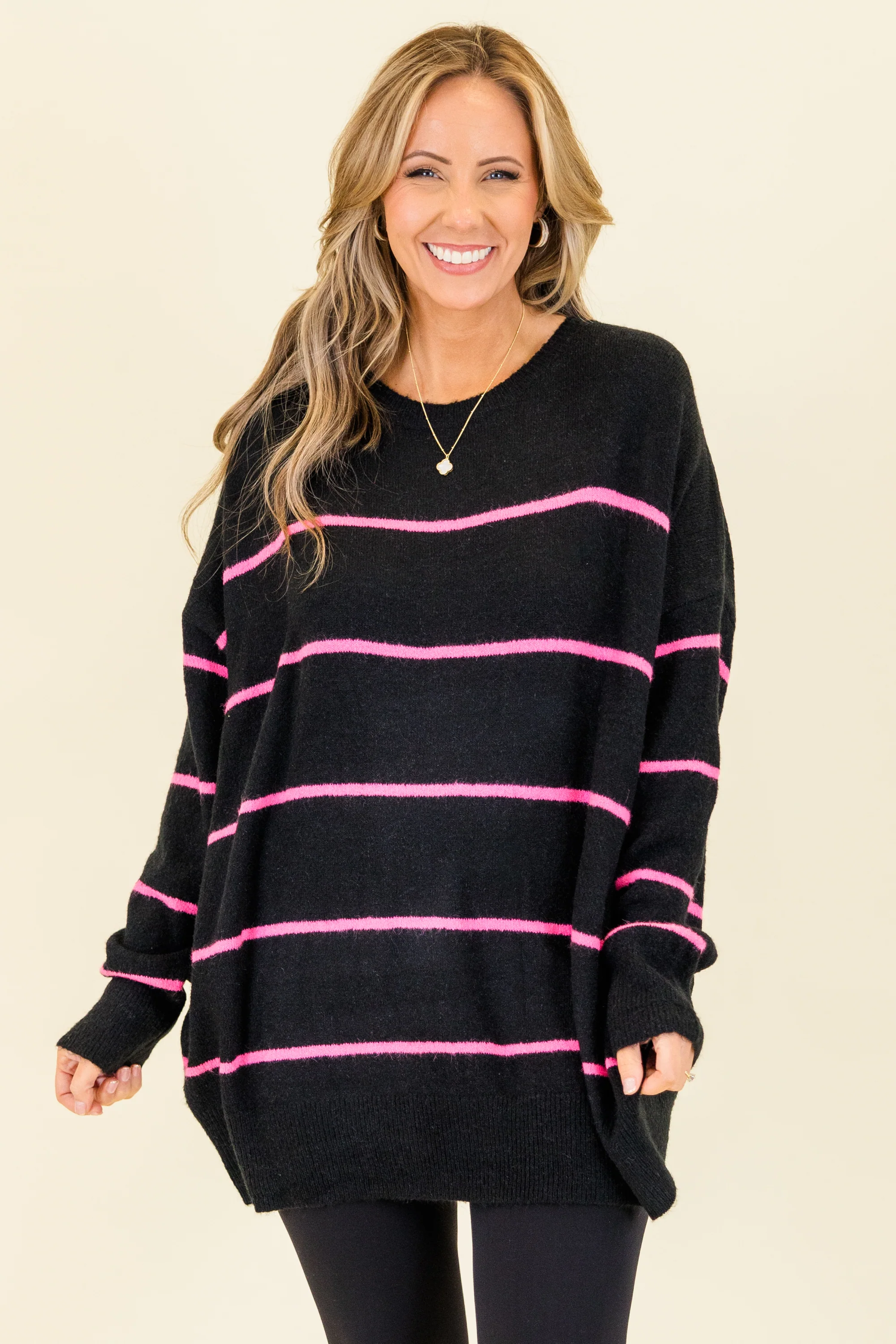 Slumber Party Sweater, Black-Pink - Giverhouse