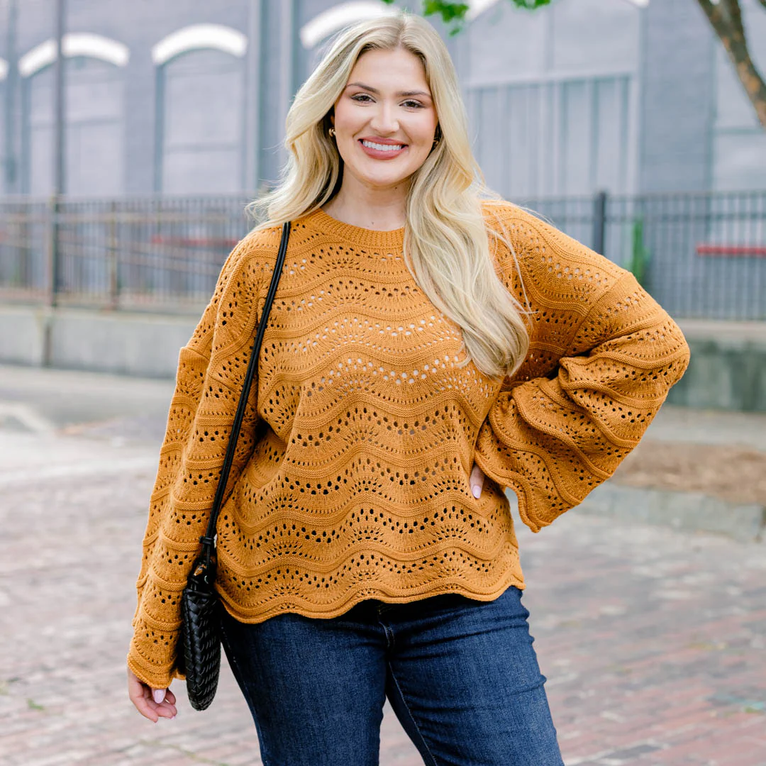 Wavy Comfort Sweater, Camel - Giverhouse