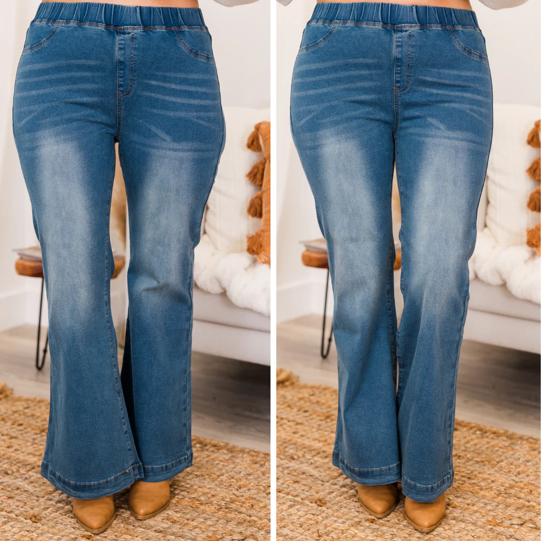 Dare To Flare Jeans, Dark Wash - Giverhouse