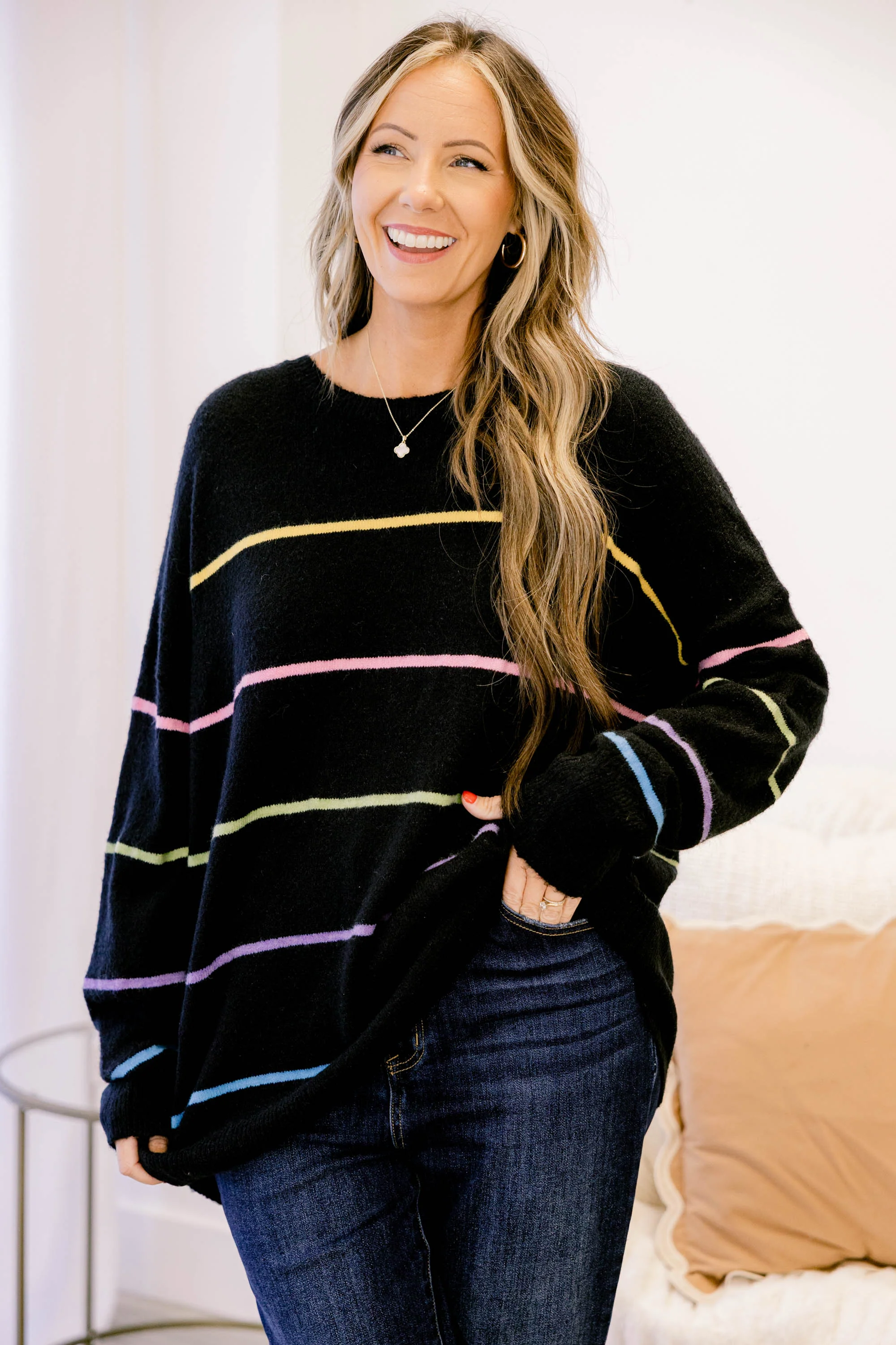 Slumber Party Sweater, Black Multi - Giverhouse