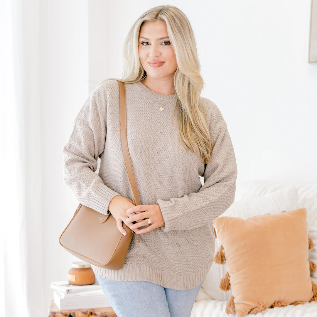 Fully Committed Sweater, Light Mocha - Giverhouse