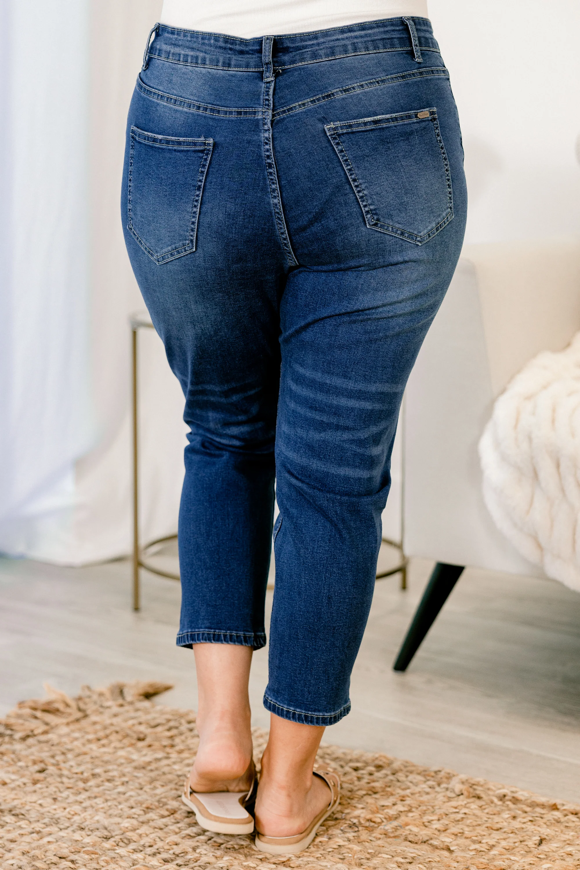 Wake Me Up In The Morning Capris, Medium Wash - Giverhouse