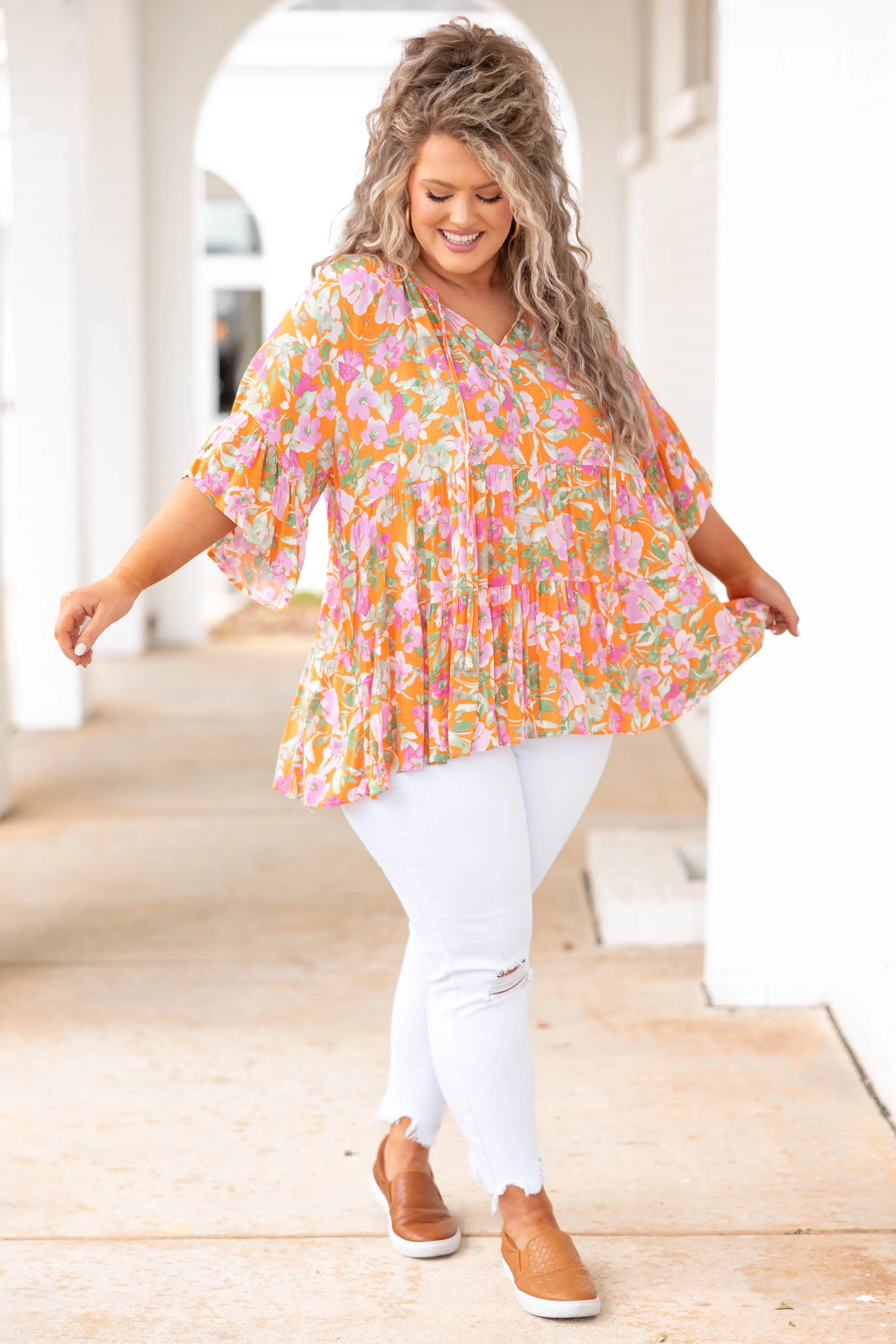 Here She Comes Top, Orange - Giverhouse