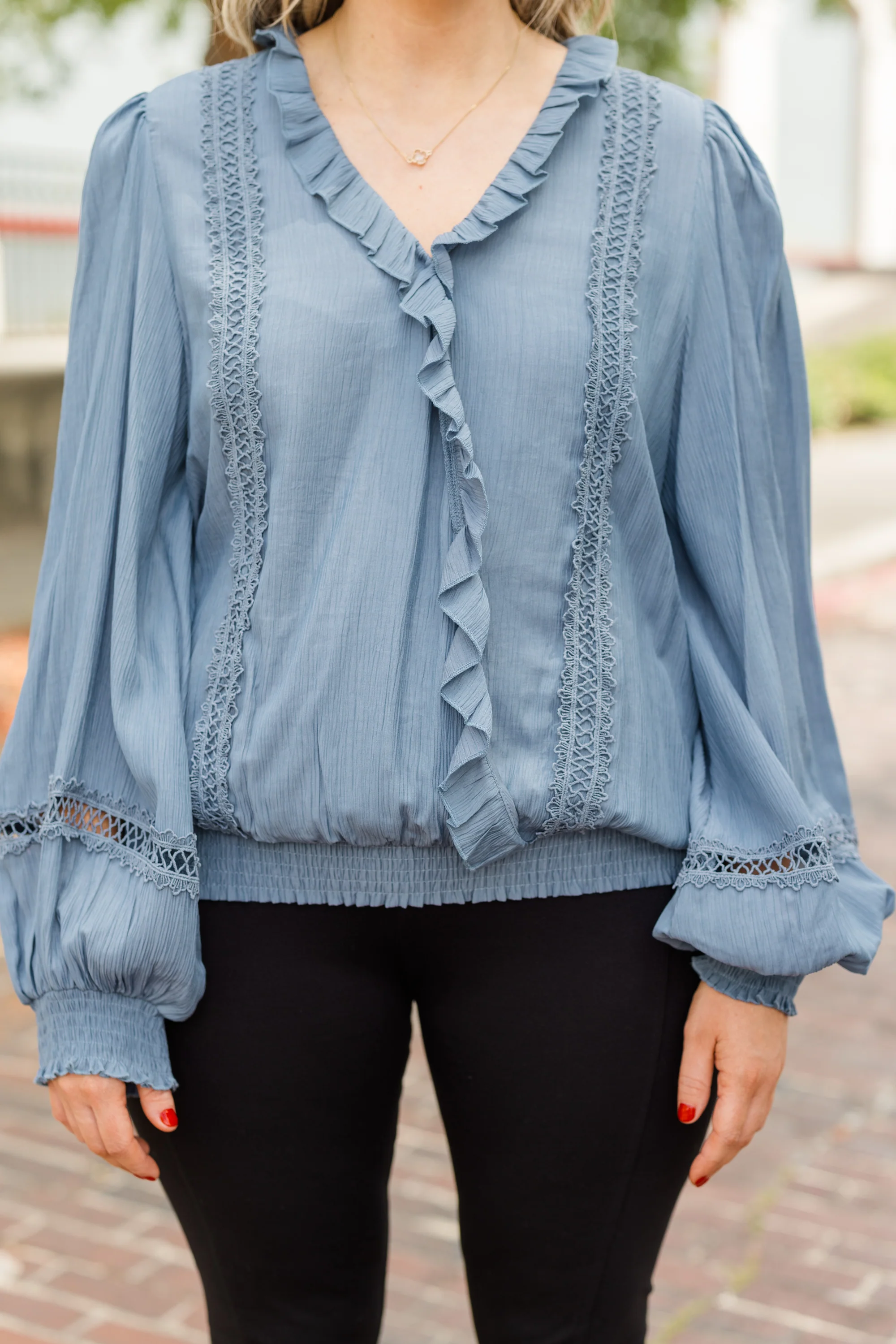 Have Gratitude Top, Denim Blue - Giverhouse