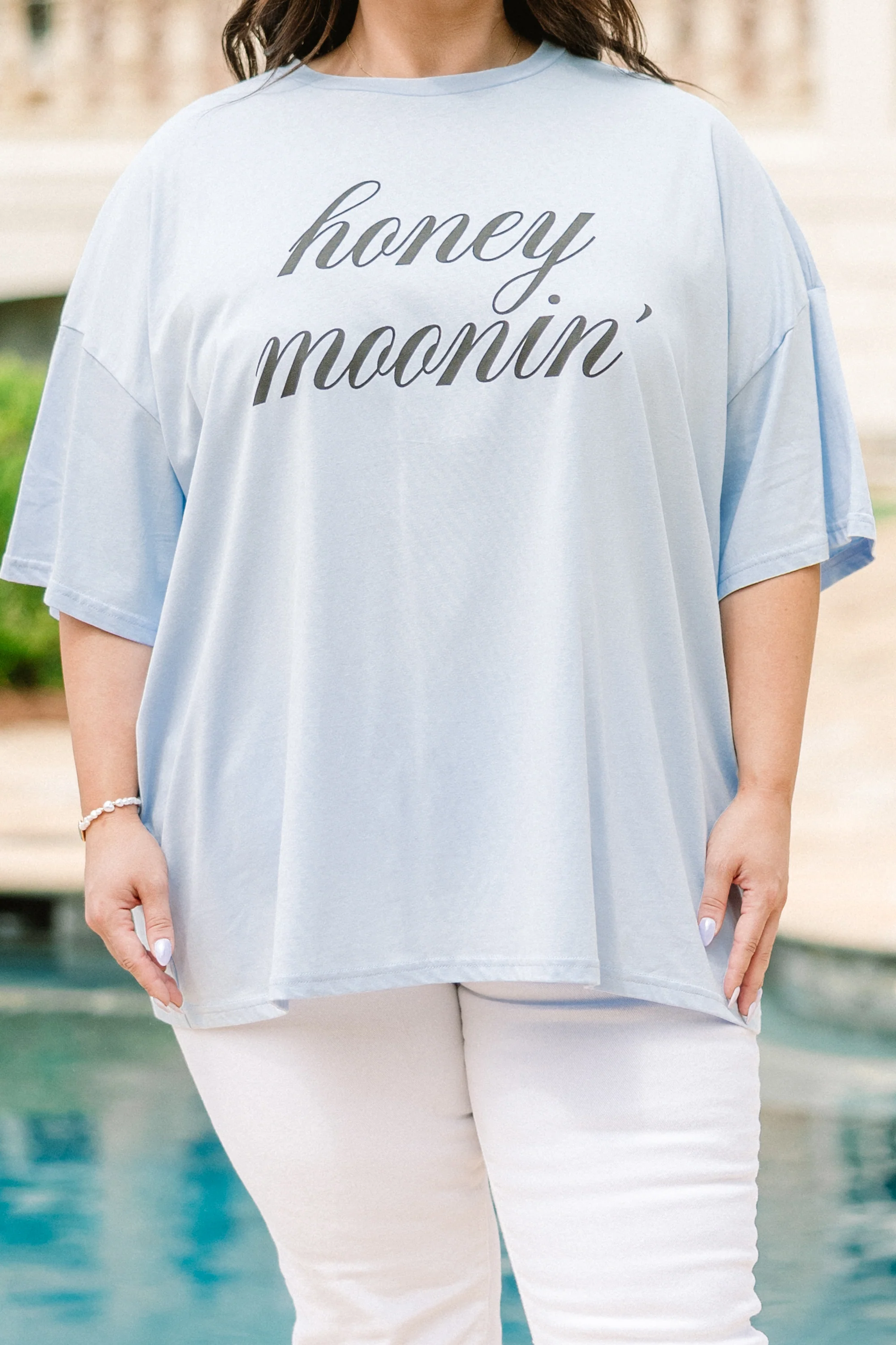 Honey Moonin' Boyfriend Tee, Ash Blue - Giverhouse