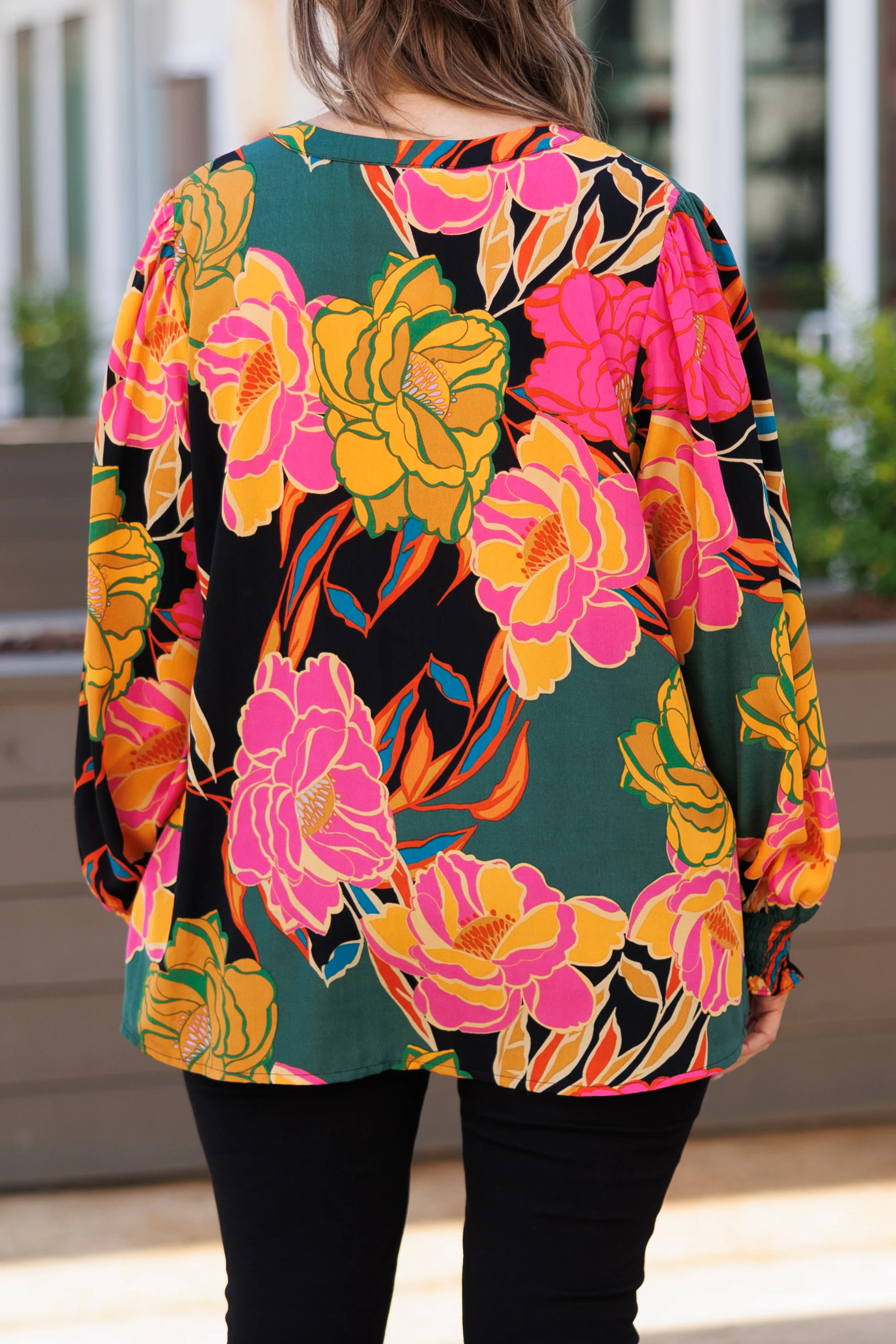 Vibrant Vine Blouse, Black - Giverhouse