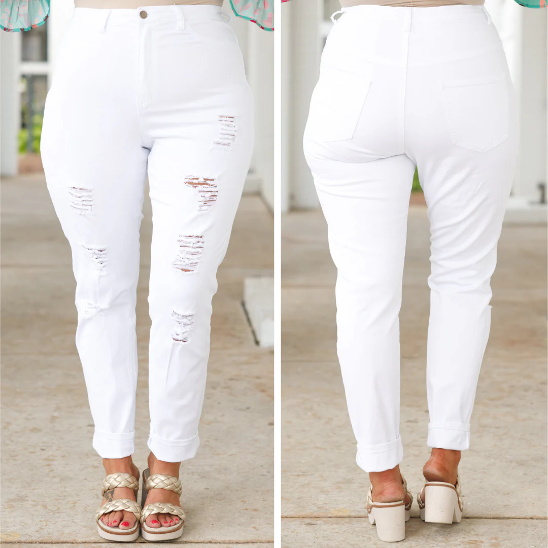 Bring It Around Town Jeans, White - Giverhouse