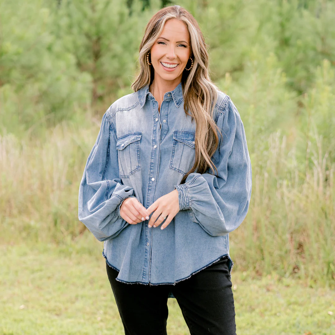 Love The West Top, Denim - Giverhouse