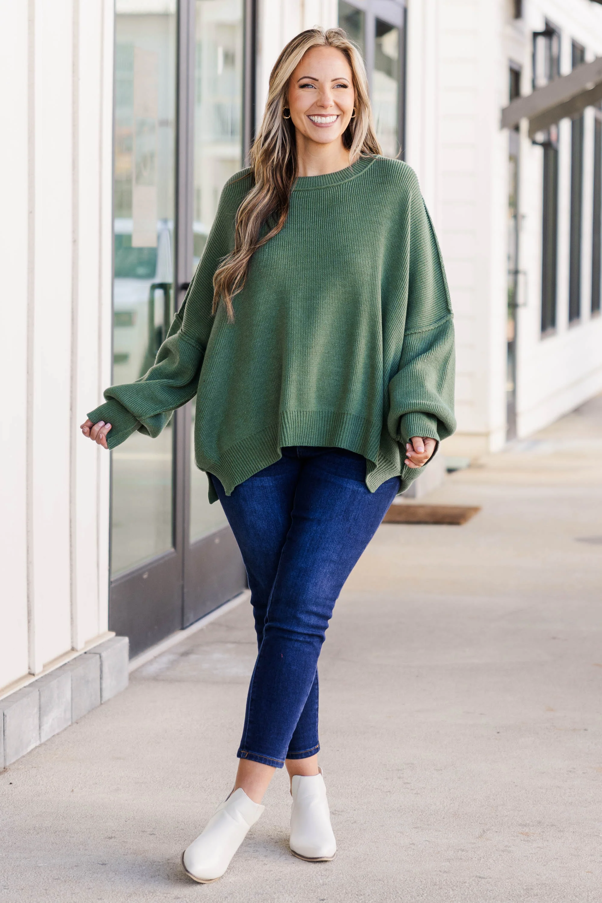 Magically Perfect Sweater, Olive - Giverhouse