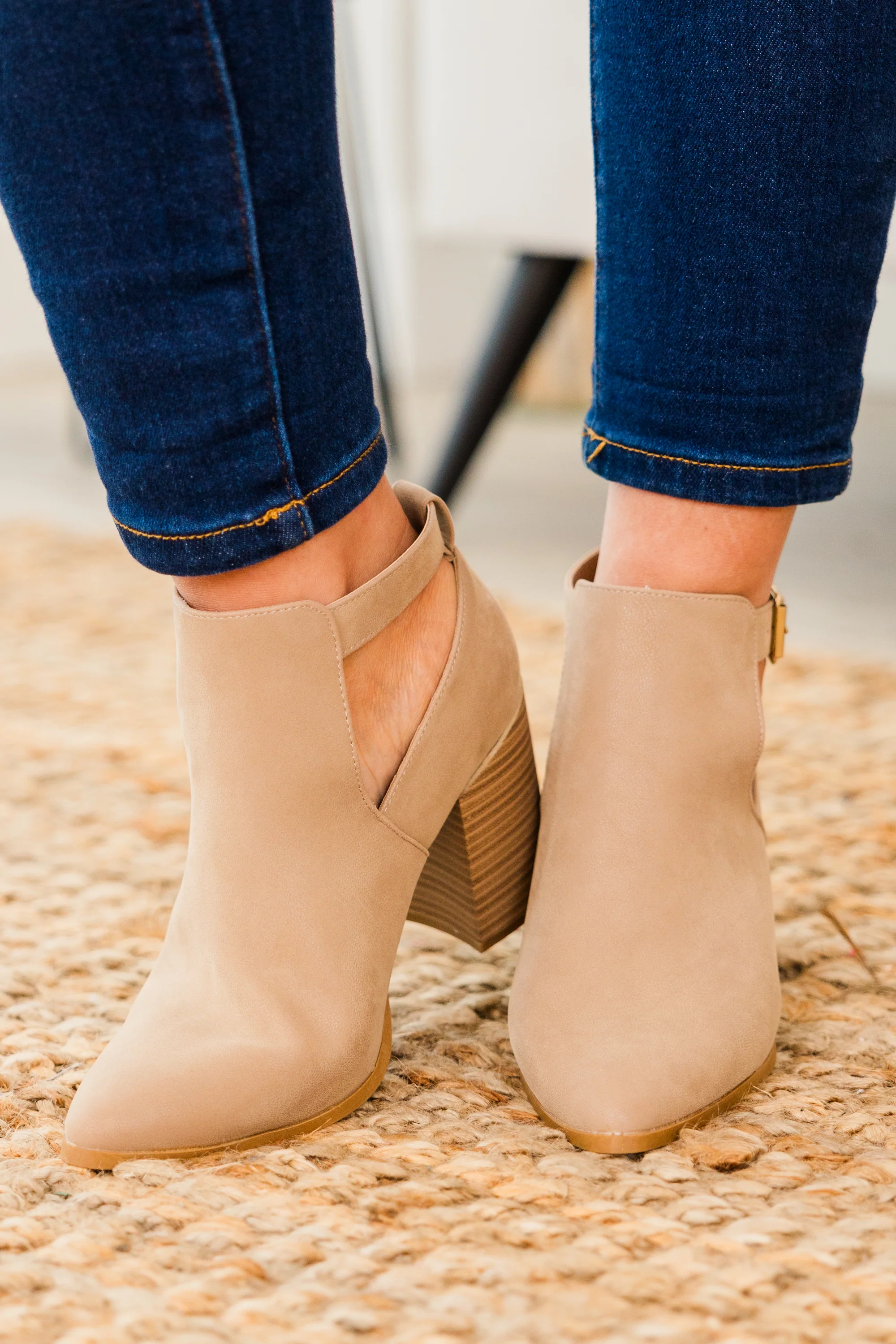 Lost Your Chance Booties, Taupe - Giverhouse