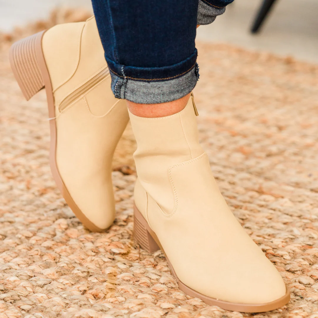 Sapphire Twilight Booties, Beige - Giverhouse