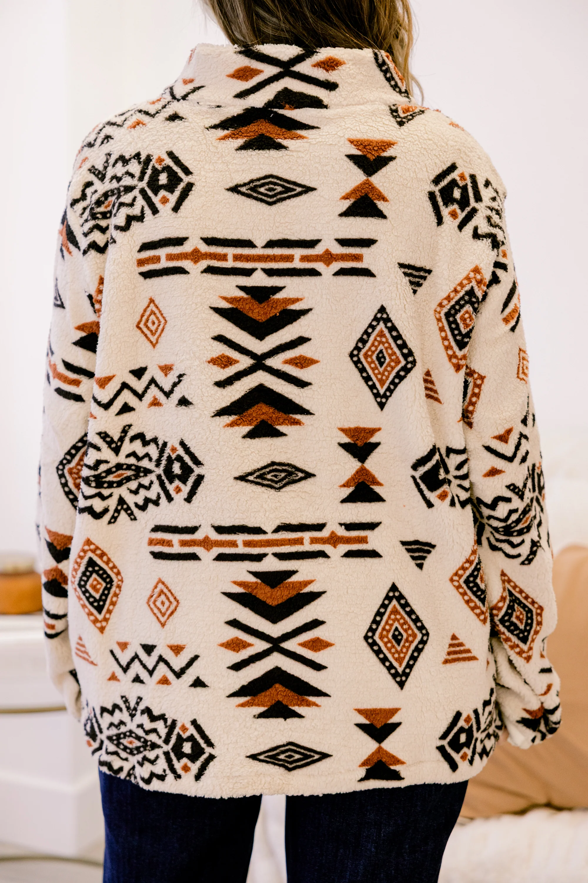 She's Breezing By Pullover, Brown Aztec - Giverhouse