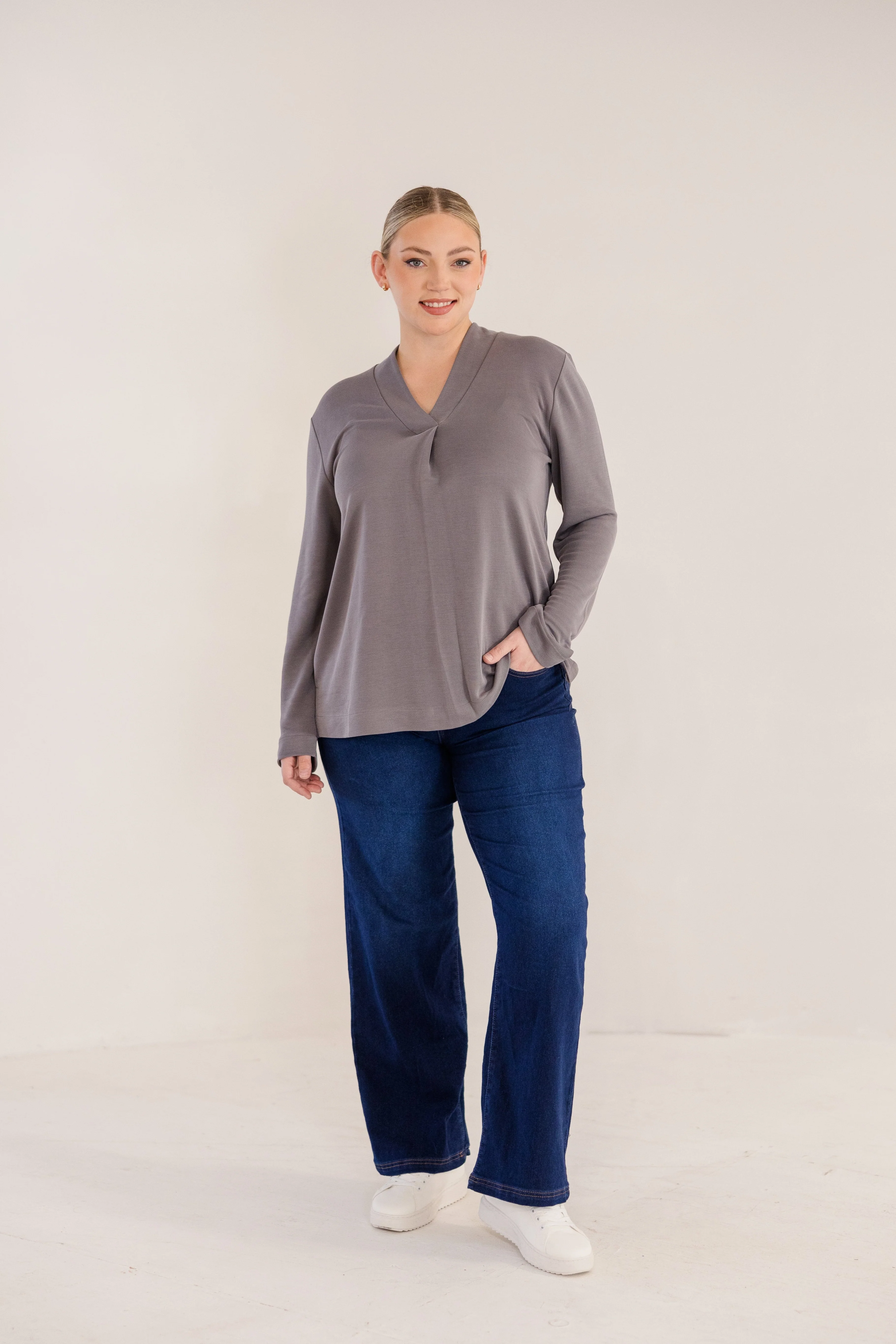 Bowery Wide V-Neck Tunic, Castle Rock - Giverhouse