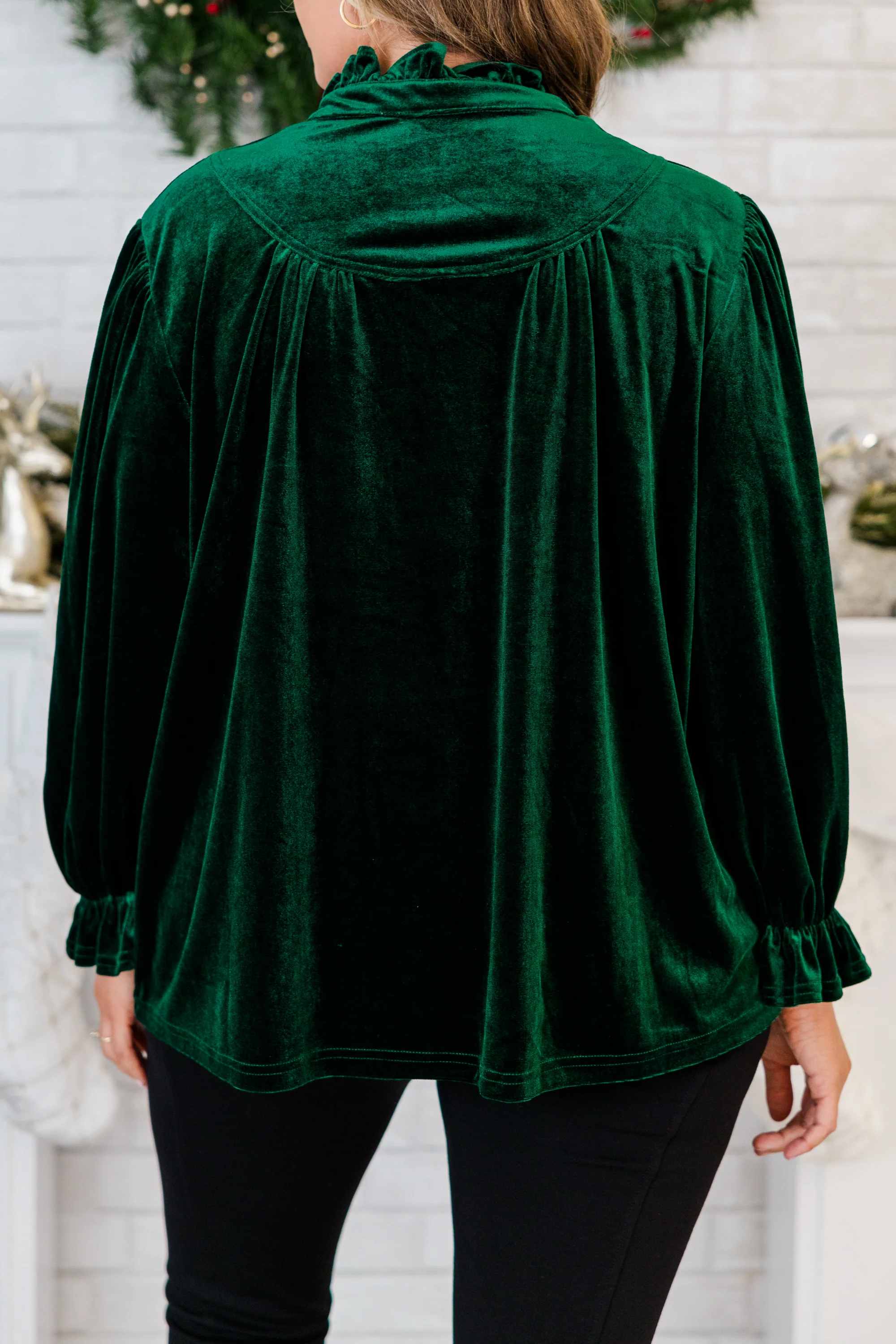 Shine Bright Beautiful Blouse, Hunter Green - Giverhouse