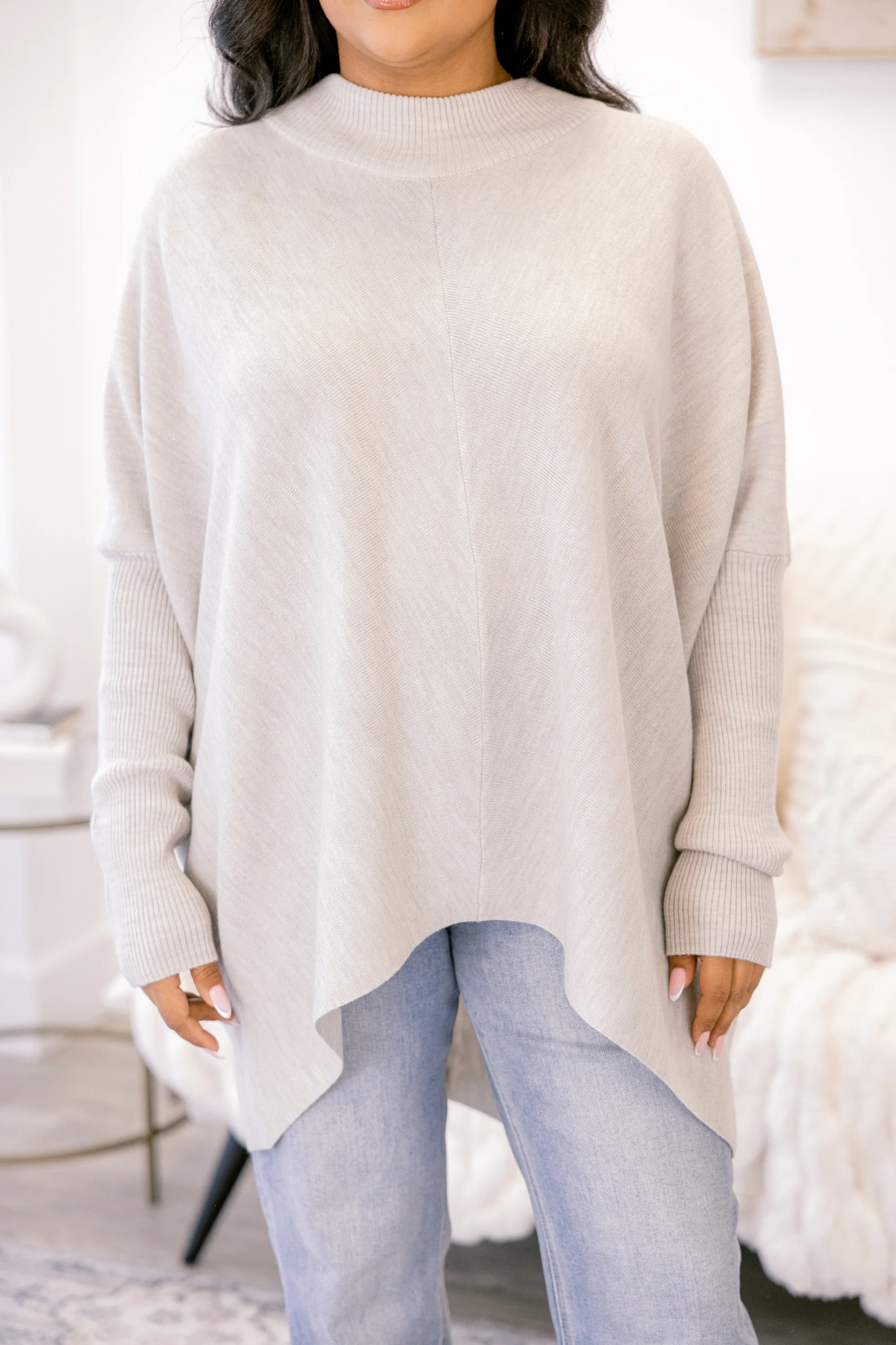 Thinking Of Us Tunic, Light Gray - Giverhouse