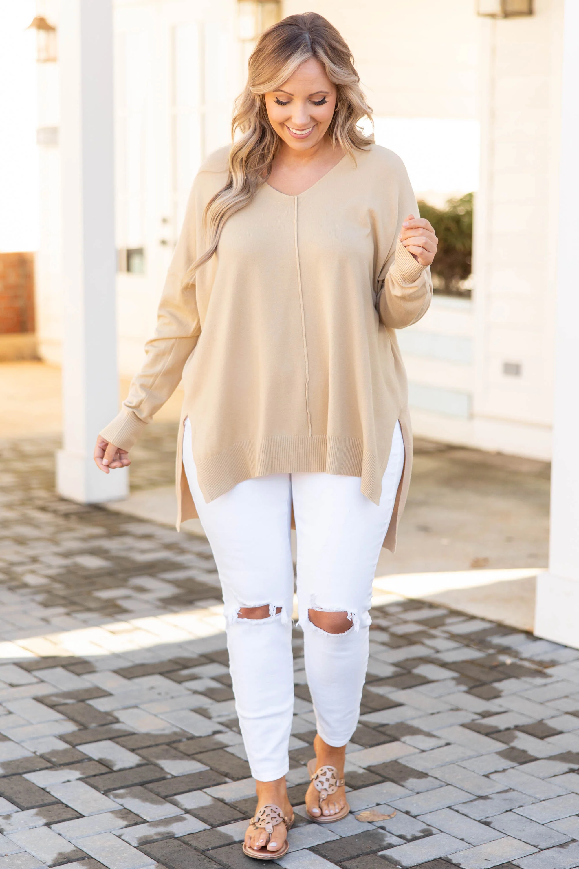 Miss Who I Was Sweater, Taupe - Giverhouse