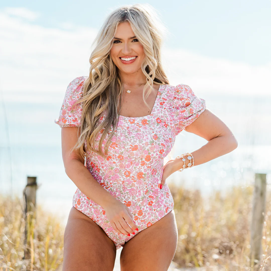 Pool Time Swimsuit, Pink Floral - Giverhouse